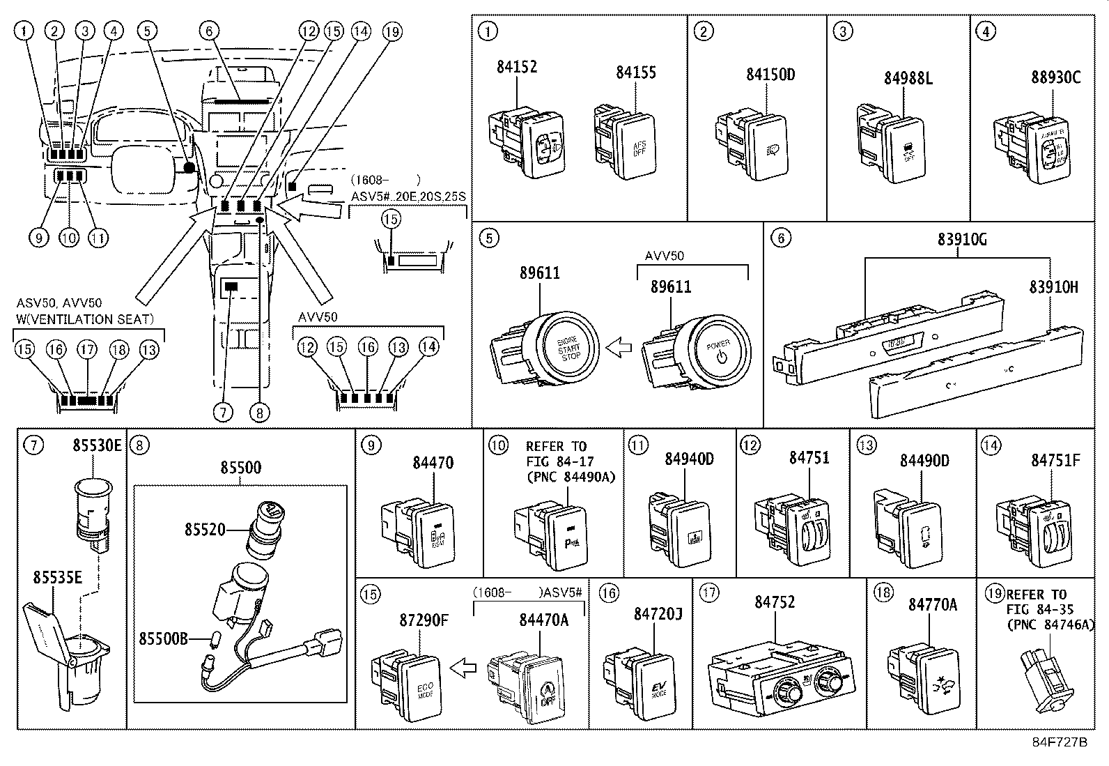 84152-06030 SWITCH, HEADLAMP LEVELING product image