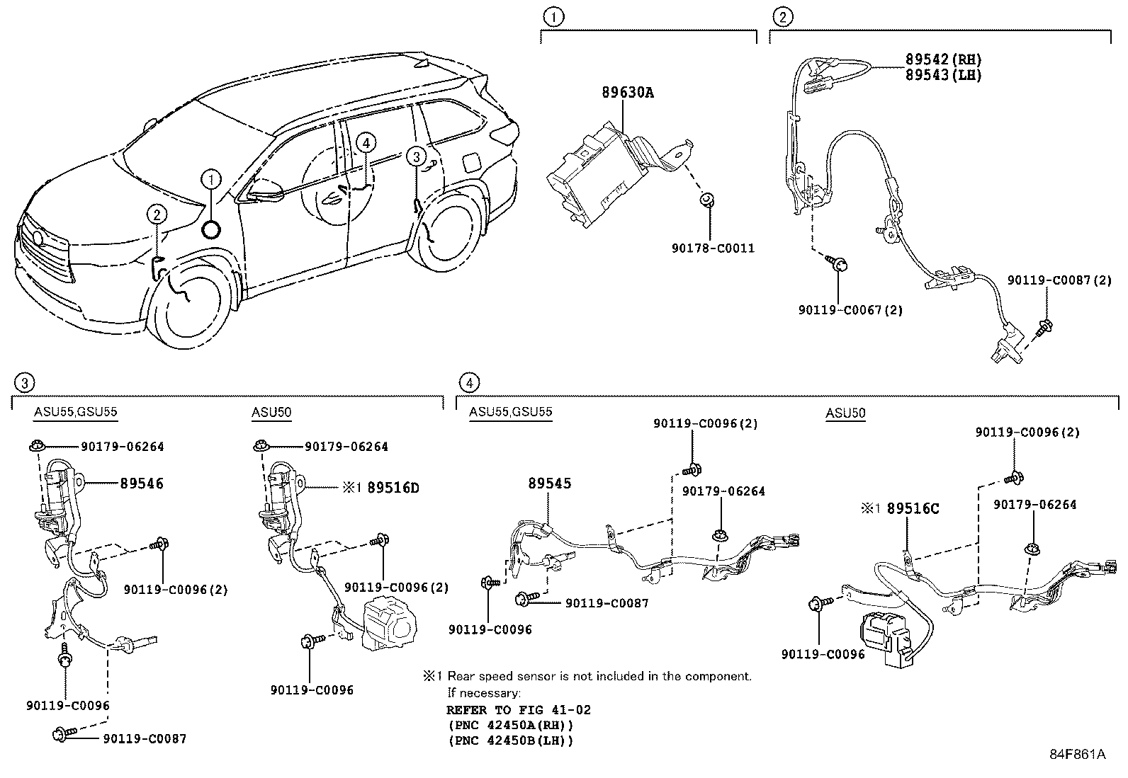 89545-0E080 SENSOR, SPEED, REAR RH product image