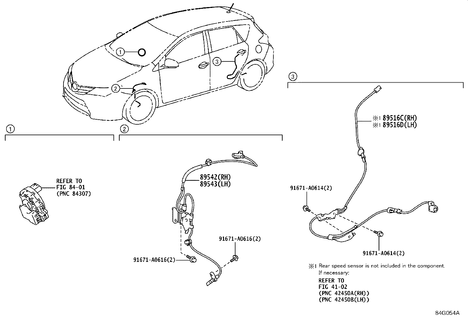 Toyota 89516-12160 WIRE, SKID CONTROL SENSOR, RH