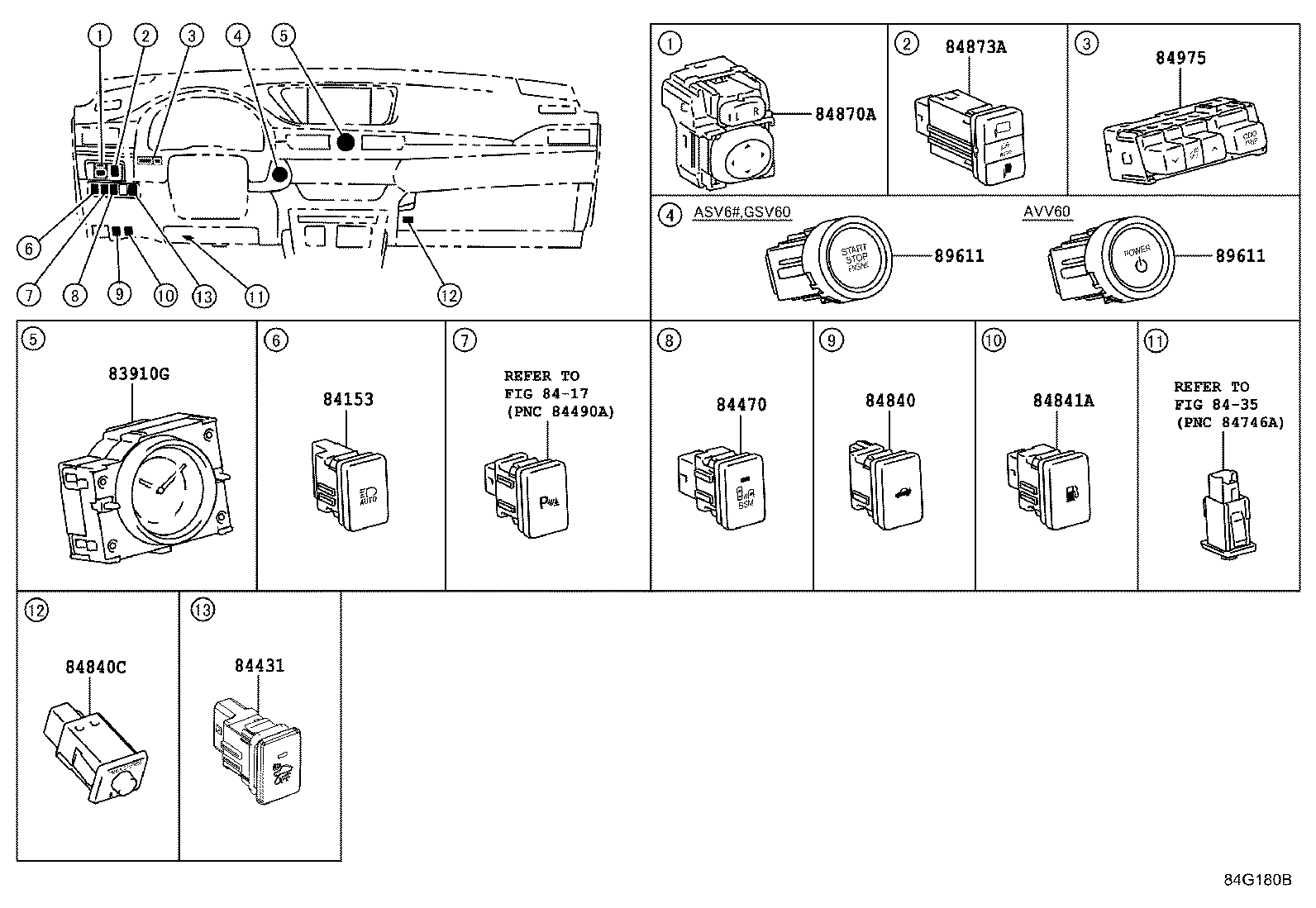 84040-33110 MASTER SWITCH ASSY,MULTIPLEX NETWORK product image