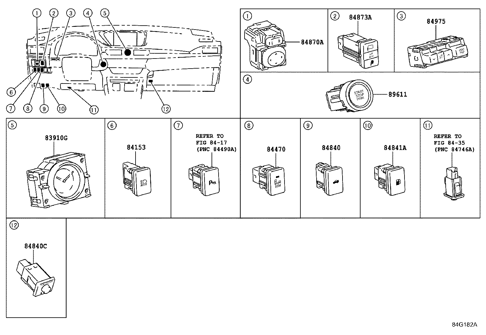 84152-48031 SWITCH, HEADLAMP LEVELING product image