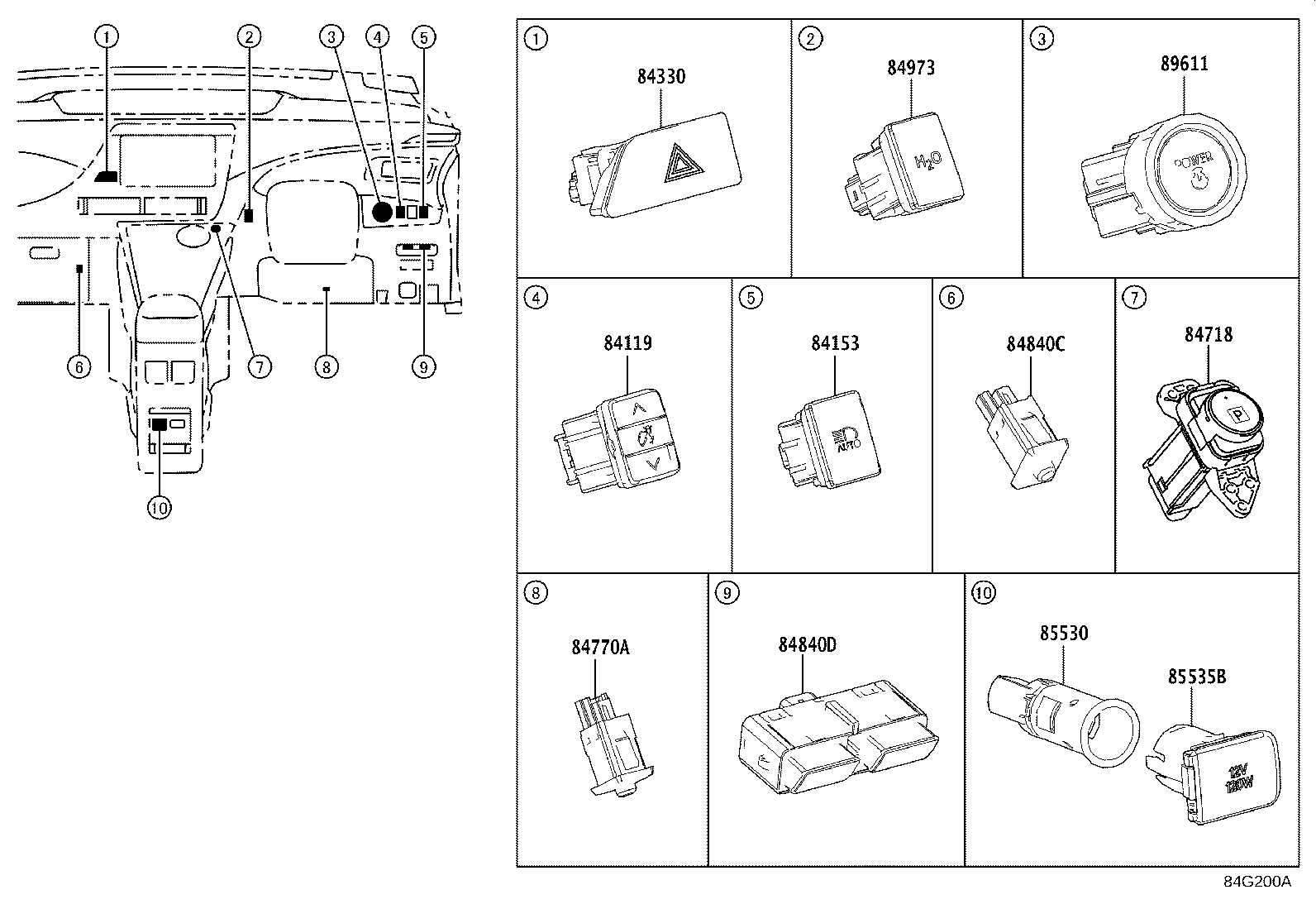 84140-62010 SWITCH ASSY, HEADLAMP DIMMER product image