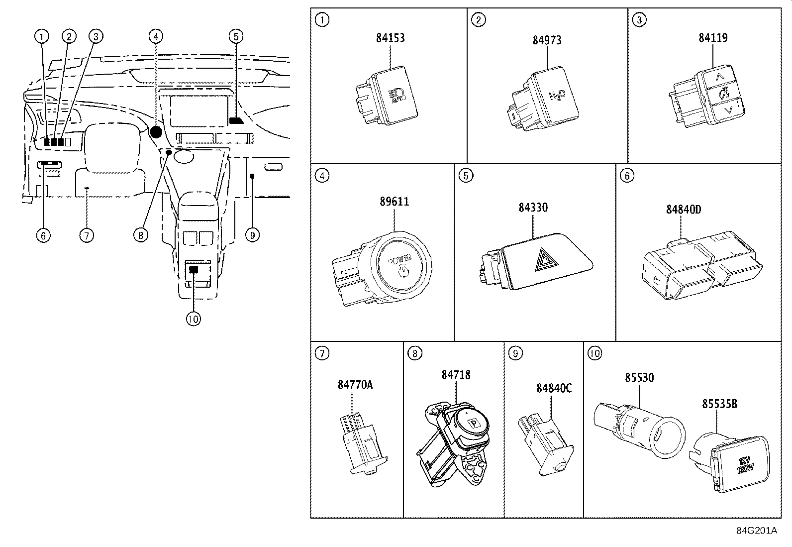 84140-62010 SWITCH ASSY, HEADLAMP DIMMER product image