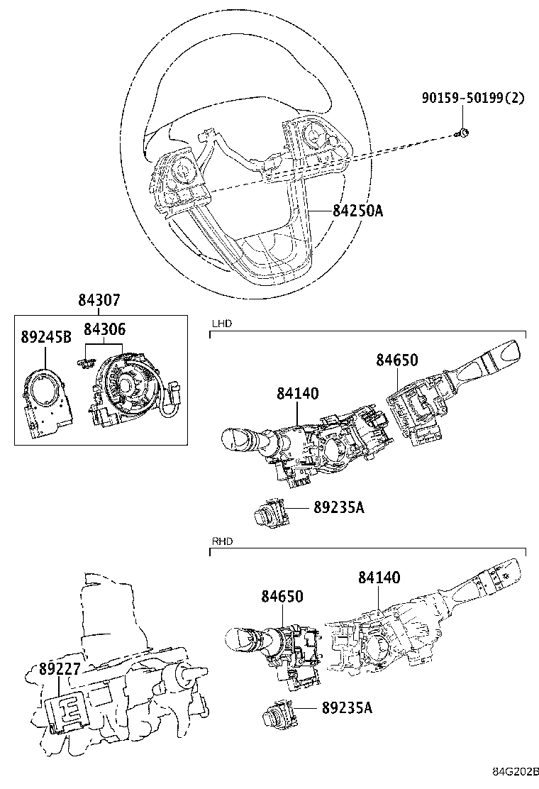 84140-62010 SWITCH ASSY, HEADLAMP DIMMER product image