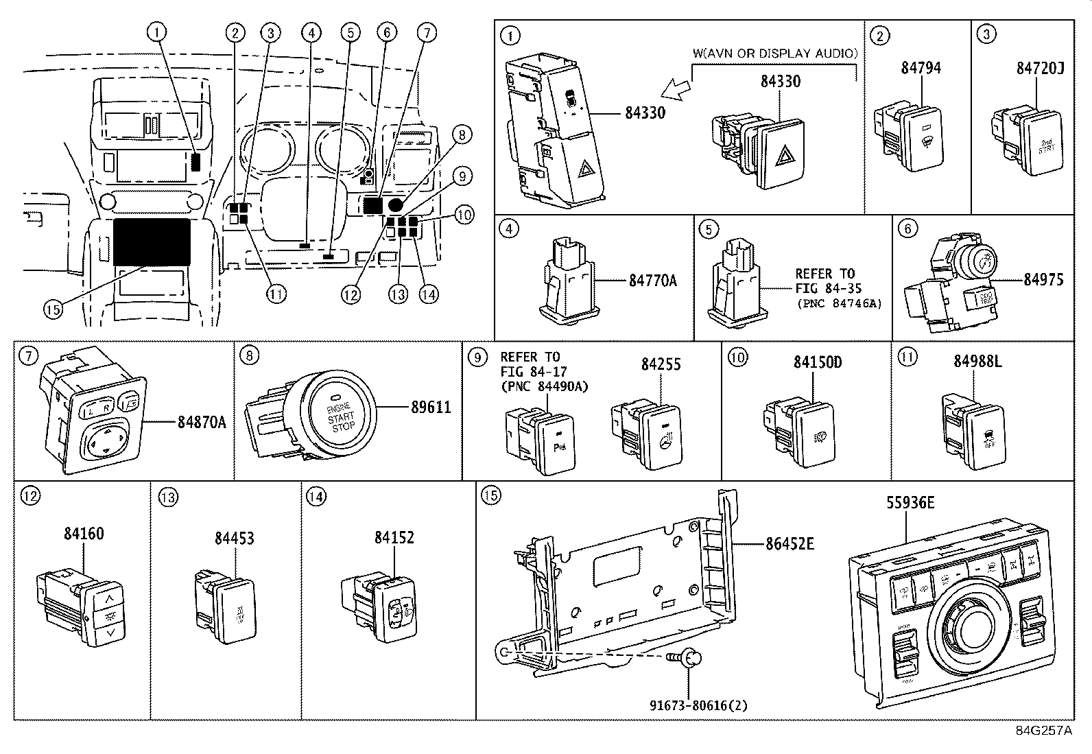 55936-60010 SWITCH, CENTER CLUSTER MODULE product image
