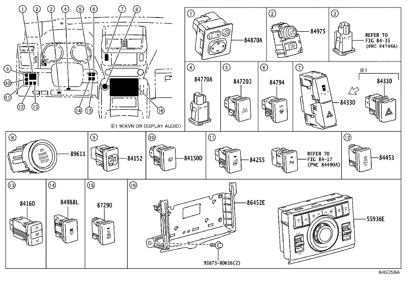 55936-60010 SWITCH, CENTER CLUSTER MODULE product image