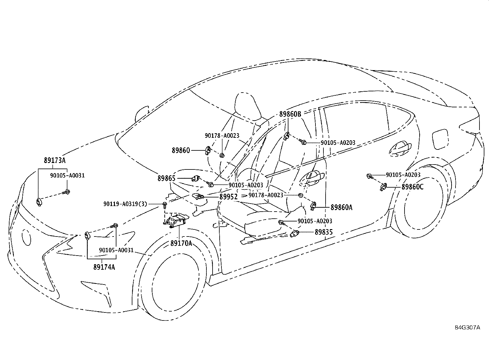 89173-09070 SENSOR, AIR BAG, FRONT RH product image