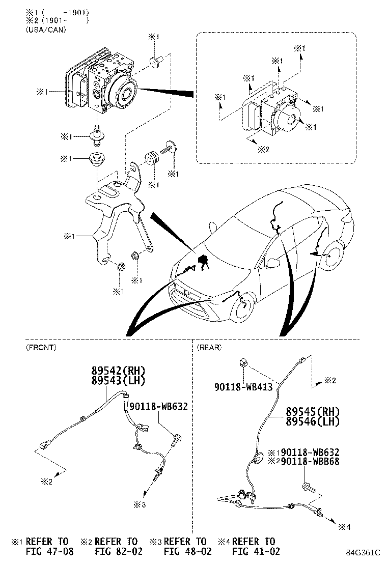 Toyota 89542-WB001 SENSOR, SPEED, FRONT RH