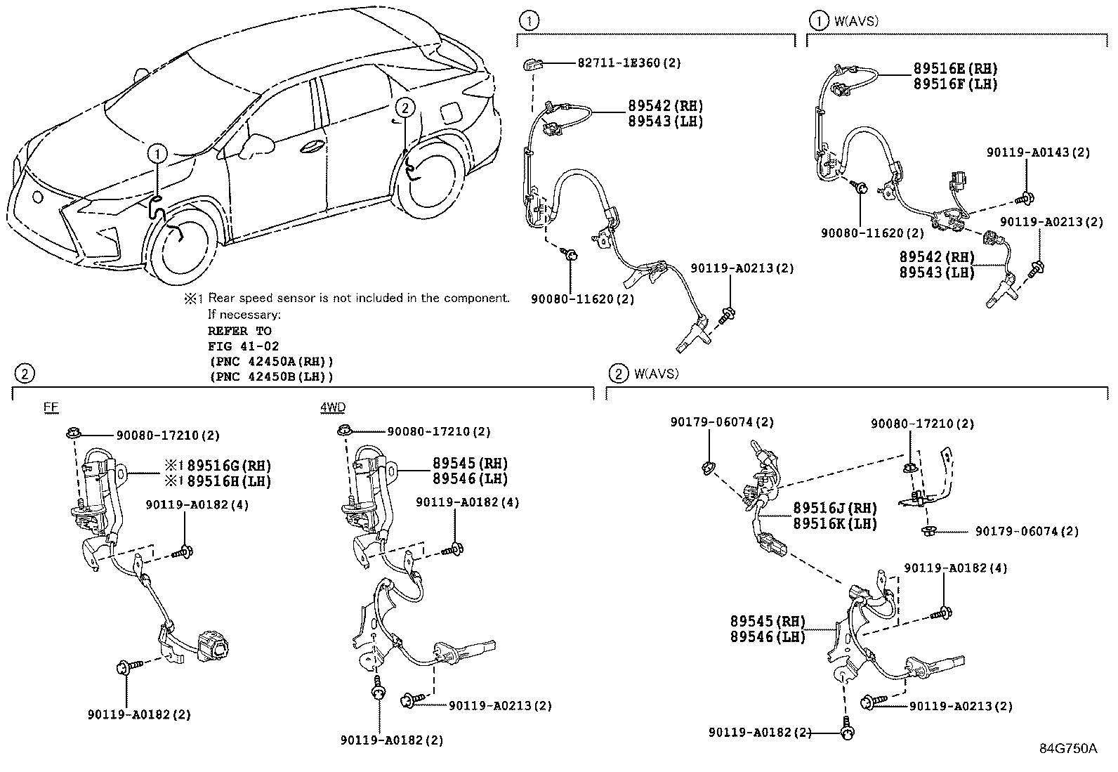 Toyota 89543-0E050 SENSOR, SPEED, FRONT LH