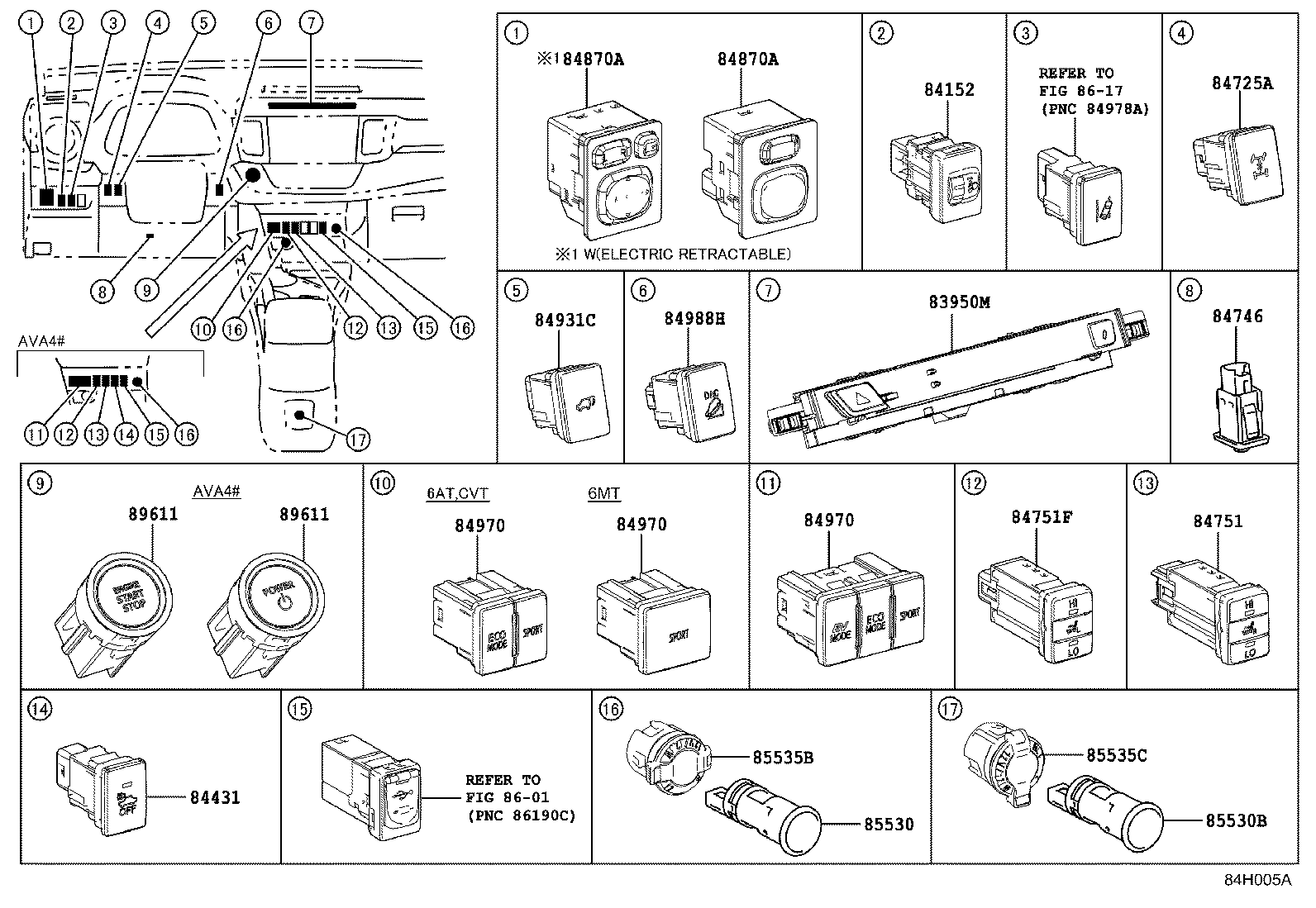 84140-42130 SWITCH ASSY, HEADLAMP DIMMER product image