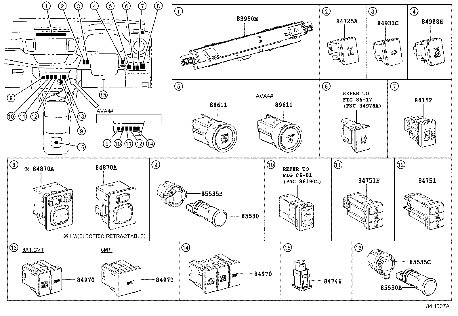 84140-42130 SWITCH ASSY, HEADLAMP DIMMER product image