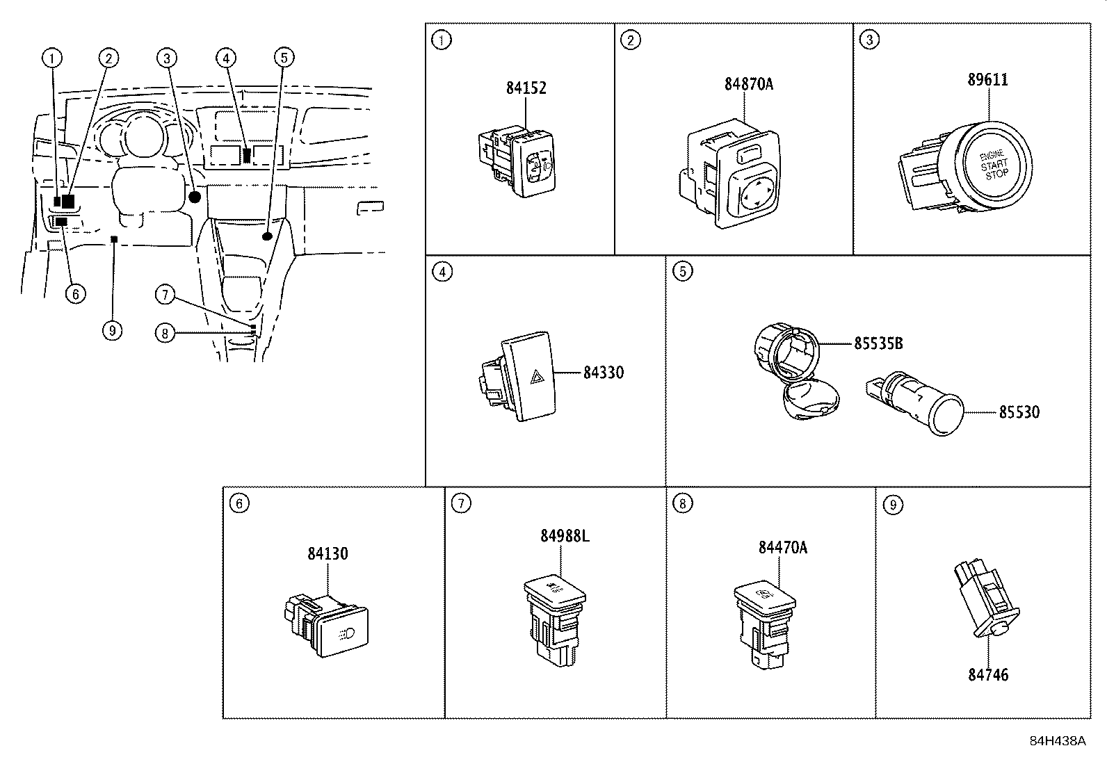 84237-06041 SWITCH, HOOD COURTESY product image