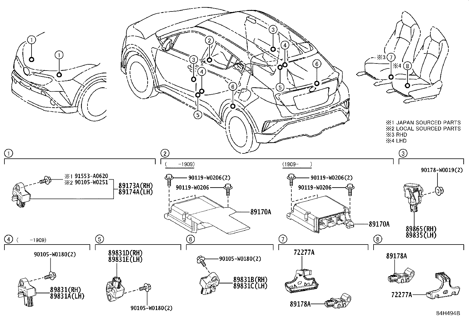 89173-F9010 SENSOR, AIR BAG, FRONT RH product image