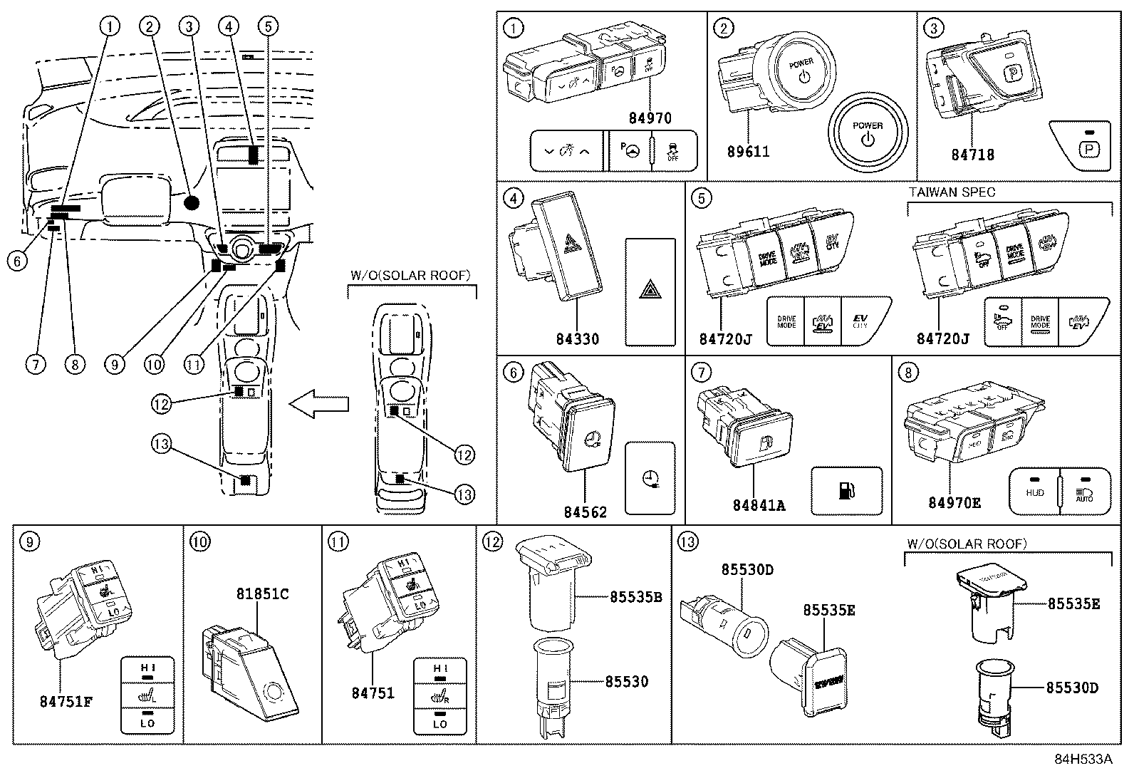 84010-47420 SWITCH ASSY, PATTERN SELECT product image