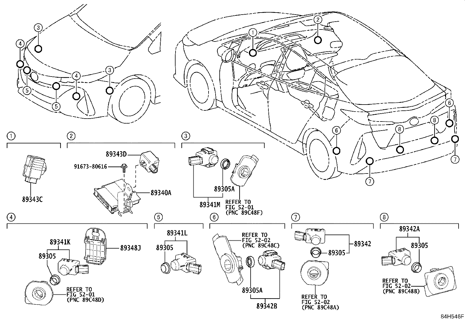 Toyota 89341-48040-H2 SENSOR, ULTRASONIC, FRONT CORNER