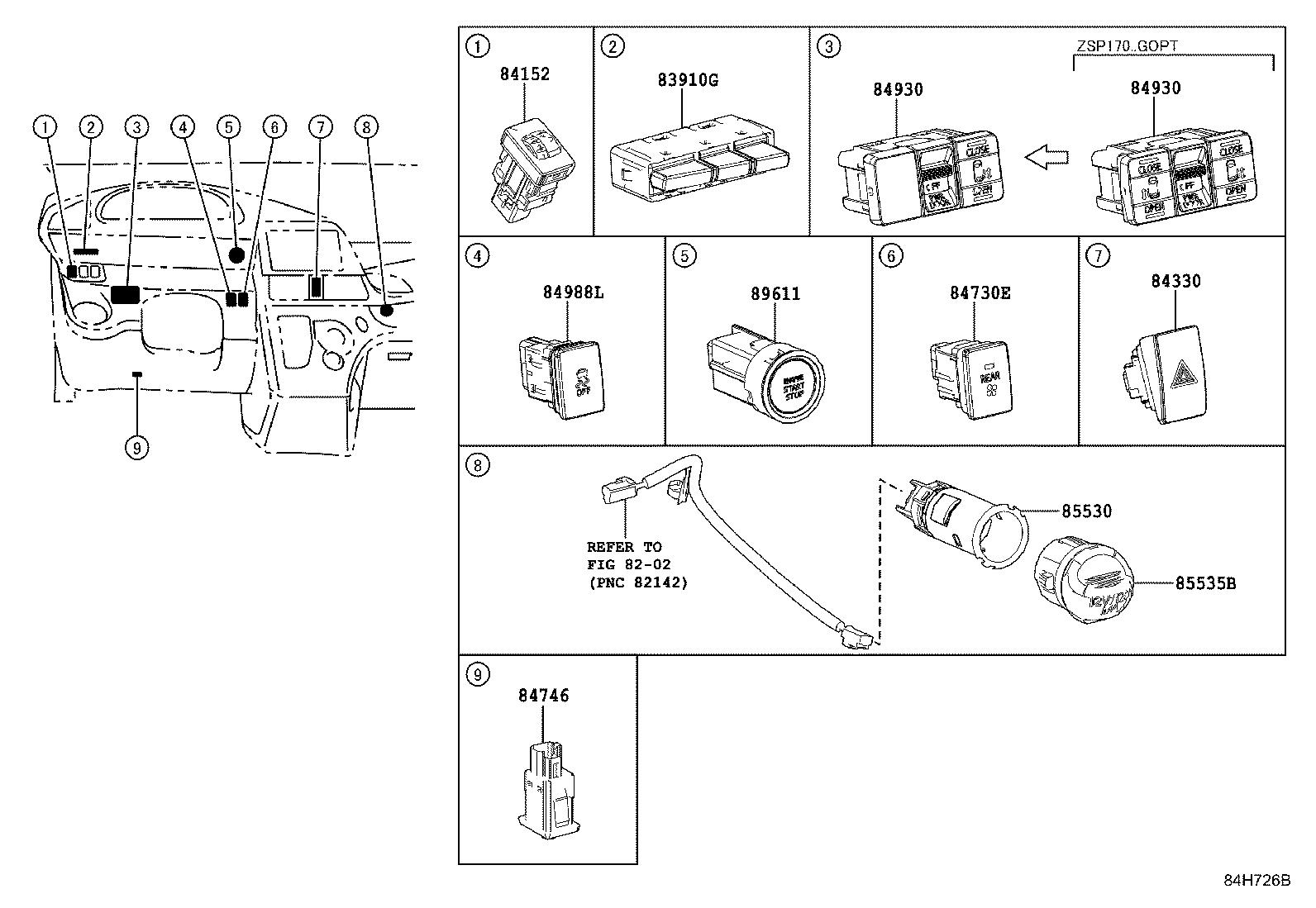 84140-0DA40 SWITCH ASSY, HEADLAMP DIMMER product image