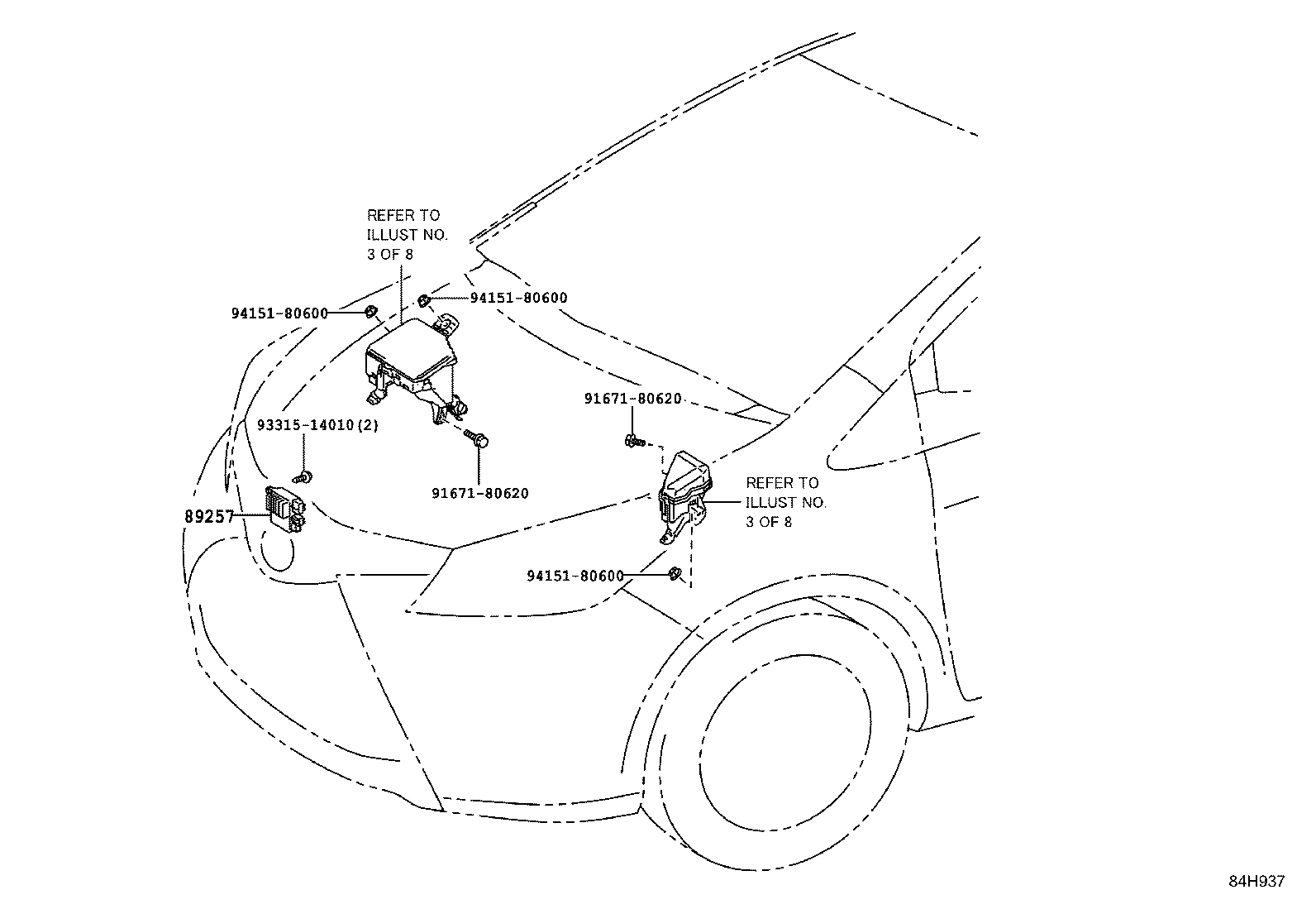 84152-52190 SWITCH, HEADLAMP LEVELING product image