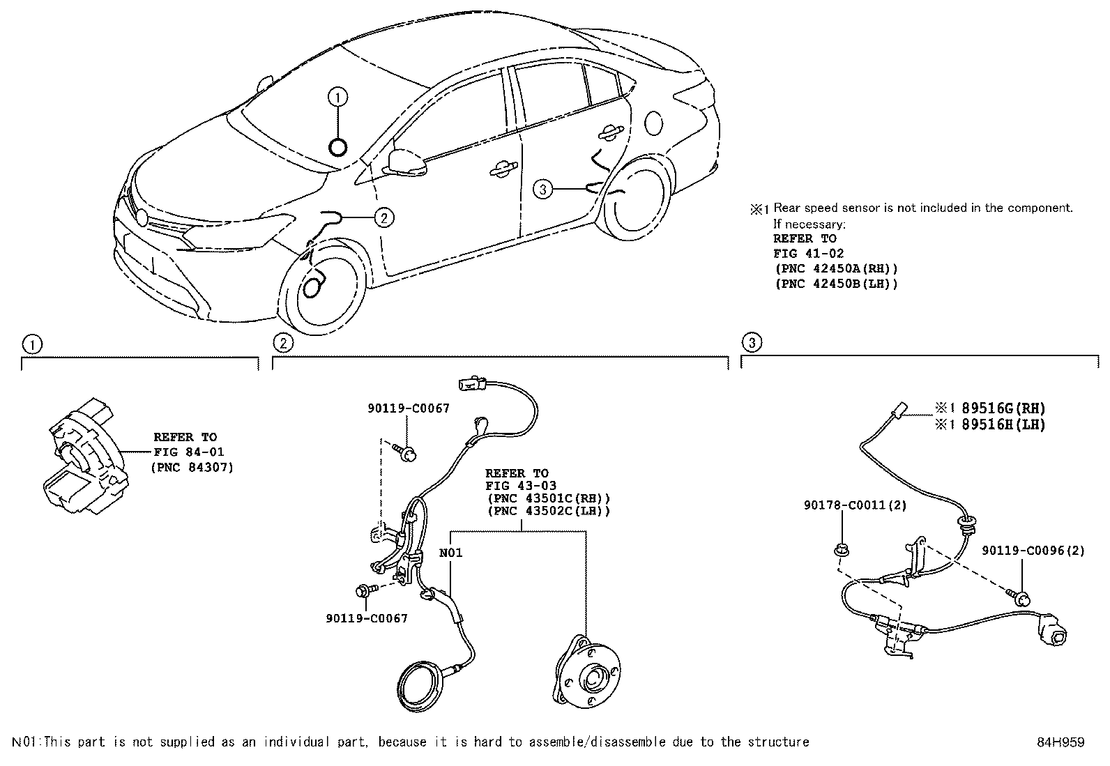 89516-0D220 WIRE, SKID CONTROL SENSOR, REAR LH NO.1 product image