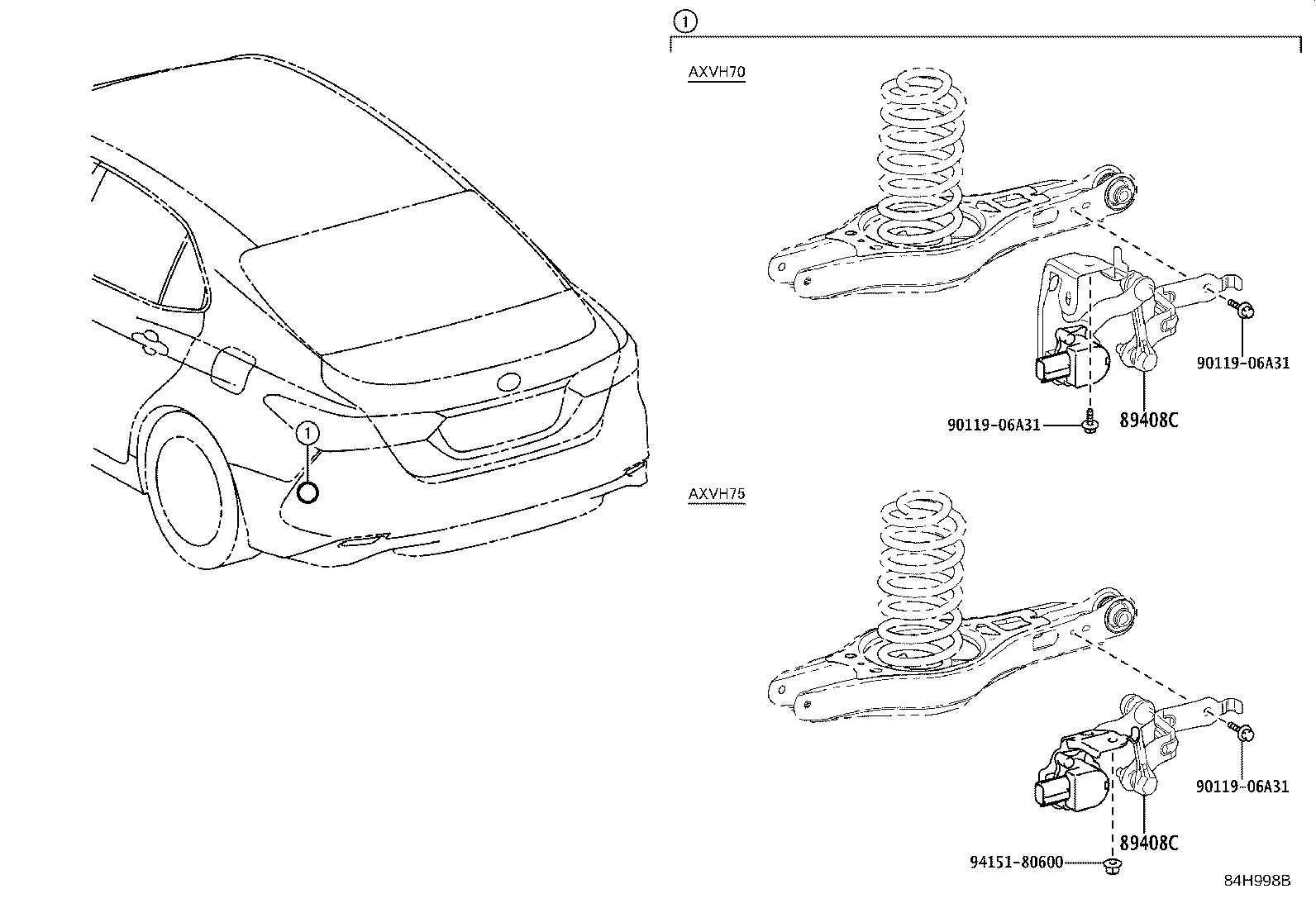 89408-33020 SENSOR SUB-ASSY, HEIGHT CONTROL, REAR LH product image