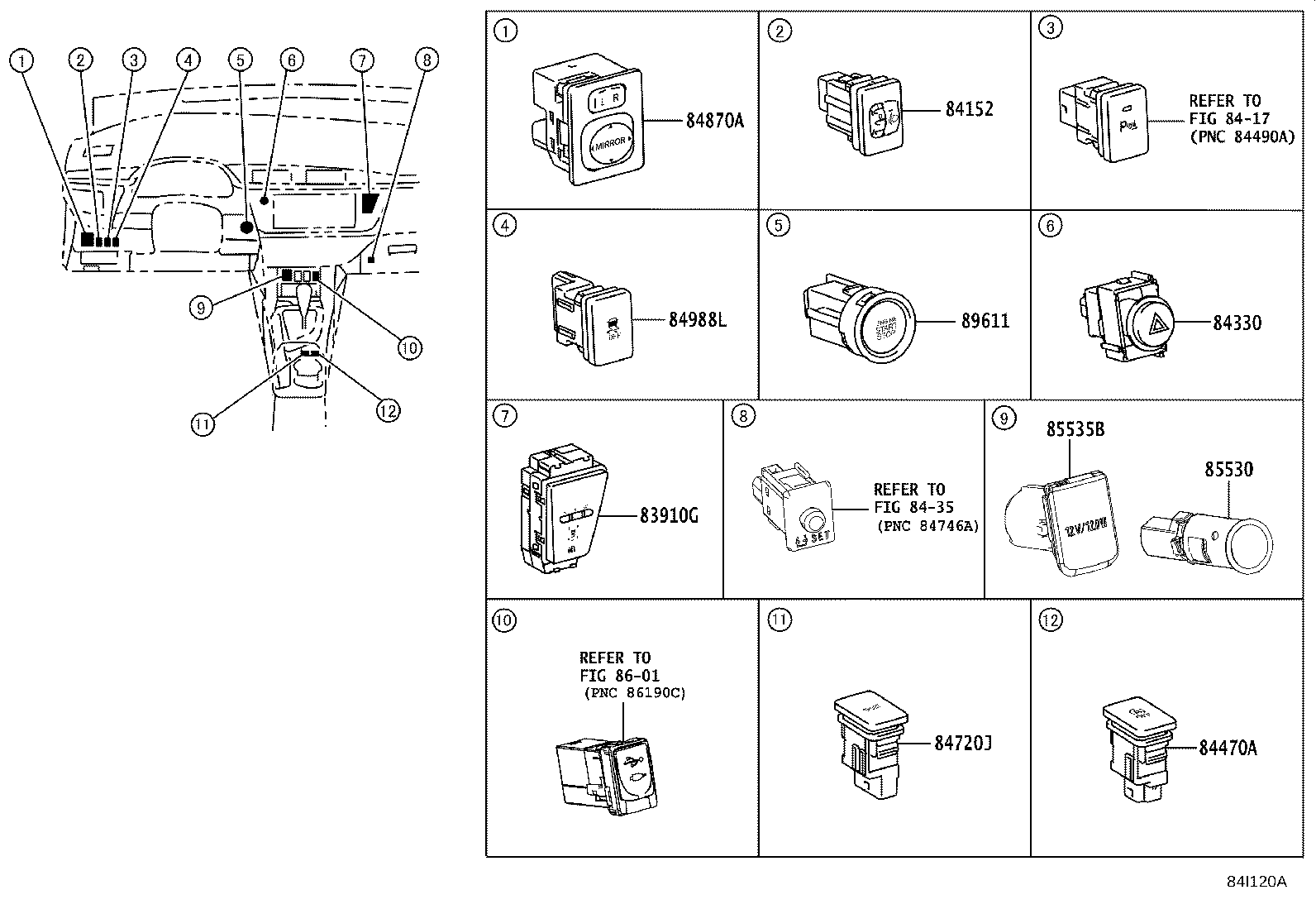 84820-02400 MASTER SWITCH ASSY, POWER WINDOW REGULATOR product image