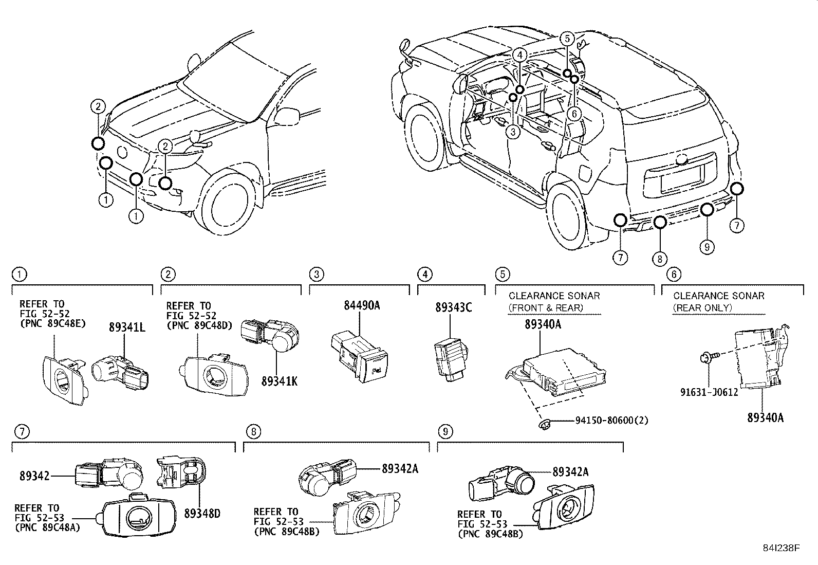84490-60050 SWITCH ASSY, BACK SONAR OR CLEARANCE SONAR product image
