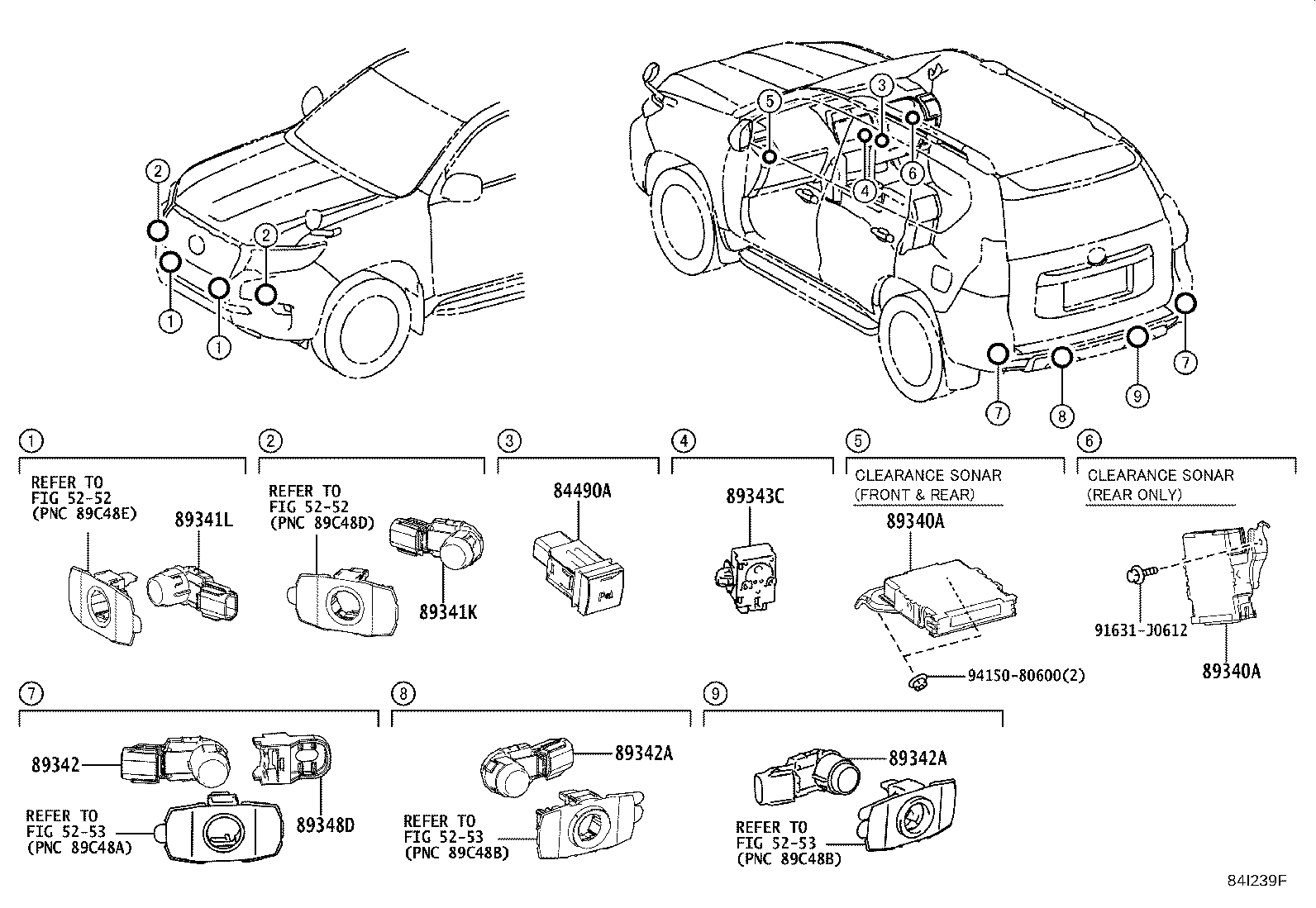 84490-60050 SWITCH ASSY, BACK SONAR OR CLEARANCE SONAR product image