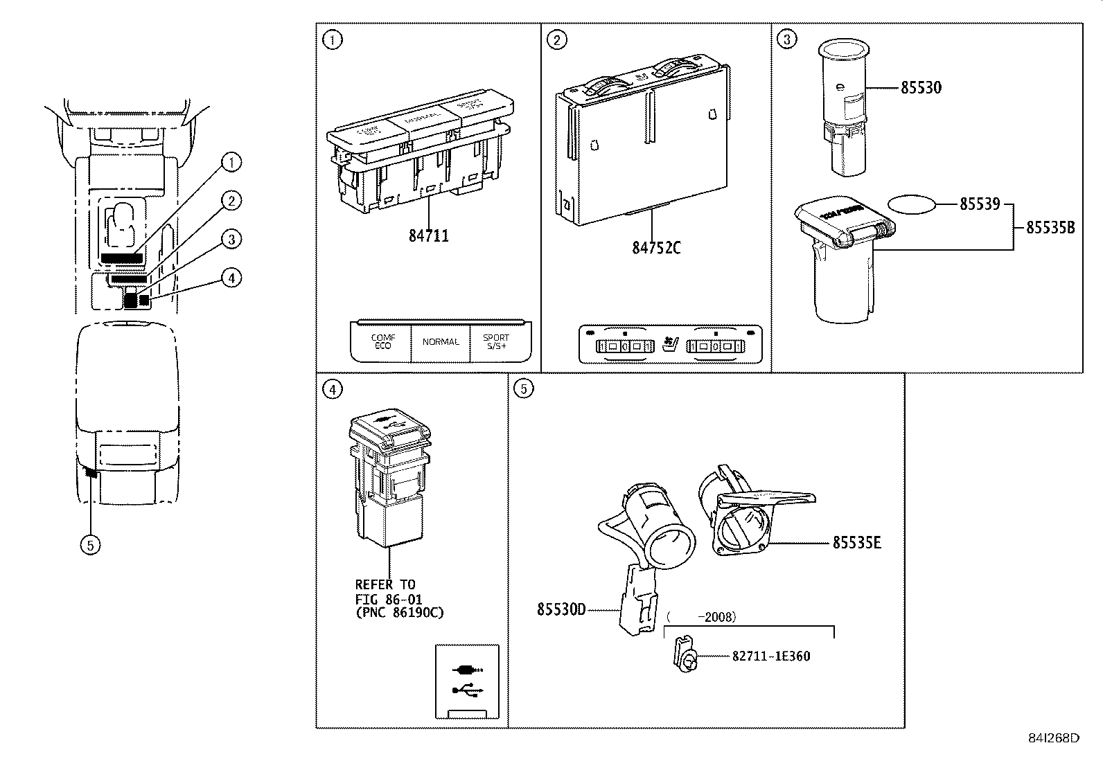 85535-60170 COVER, POWER OUTLET SOCKET, NO.1 product image