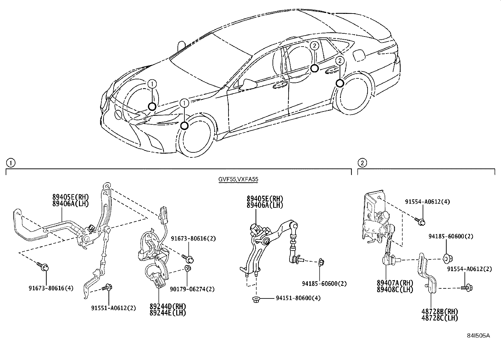 89407-11010 SENSOR SUB-ASSY, HEIGHT CONTROL, REAR RH product image