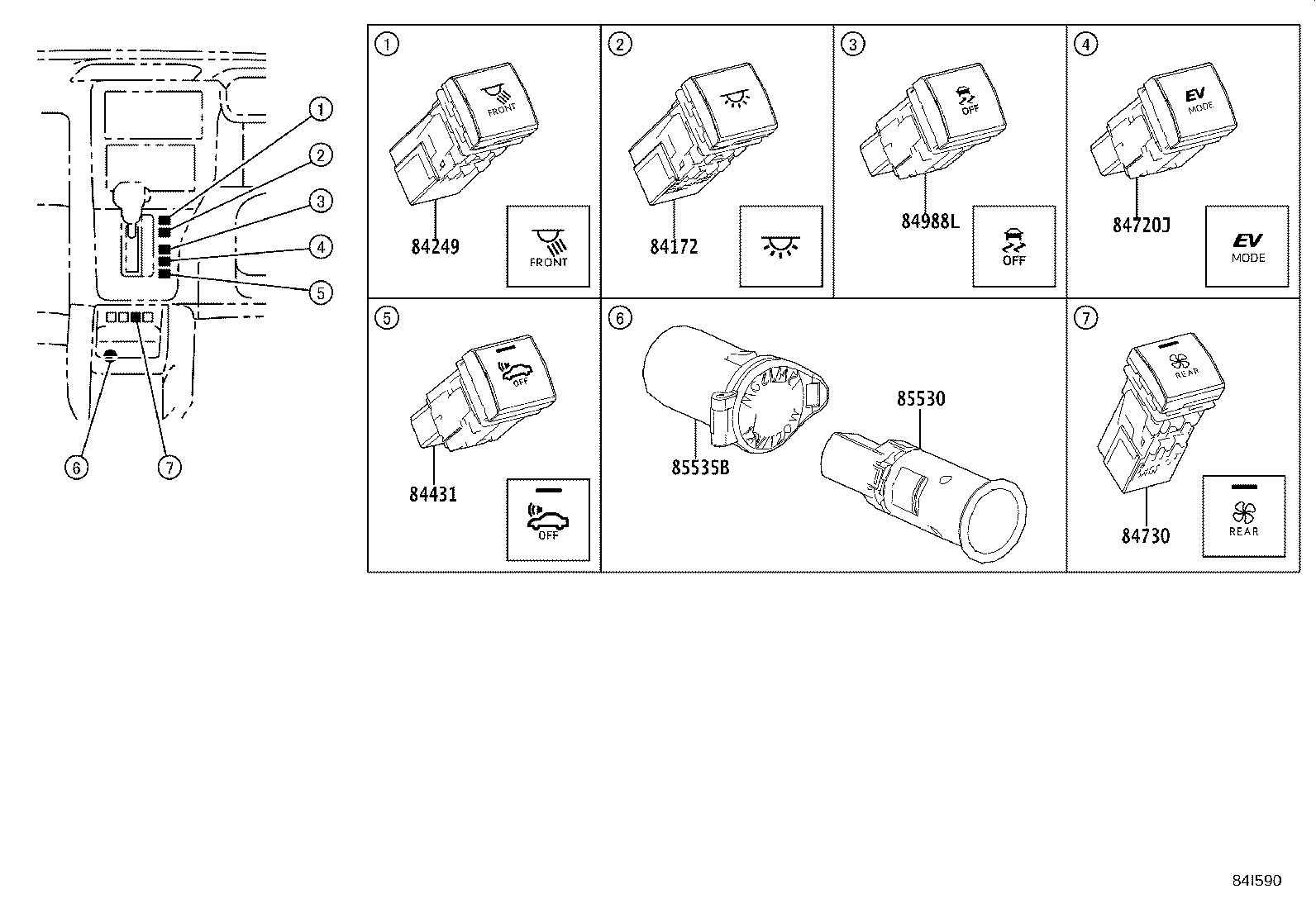 84152-60080 SWITCH, HEADLAMP LEVELING product image