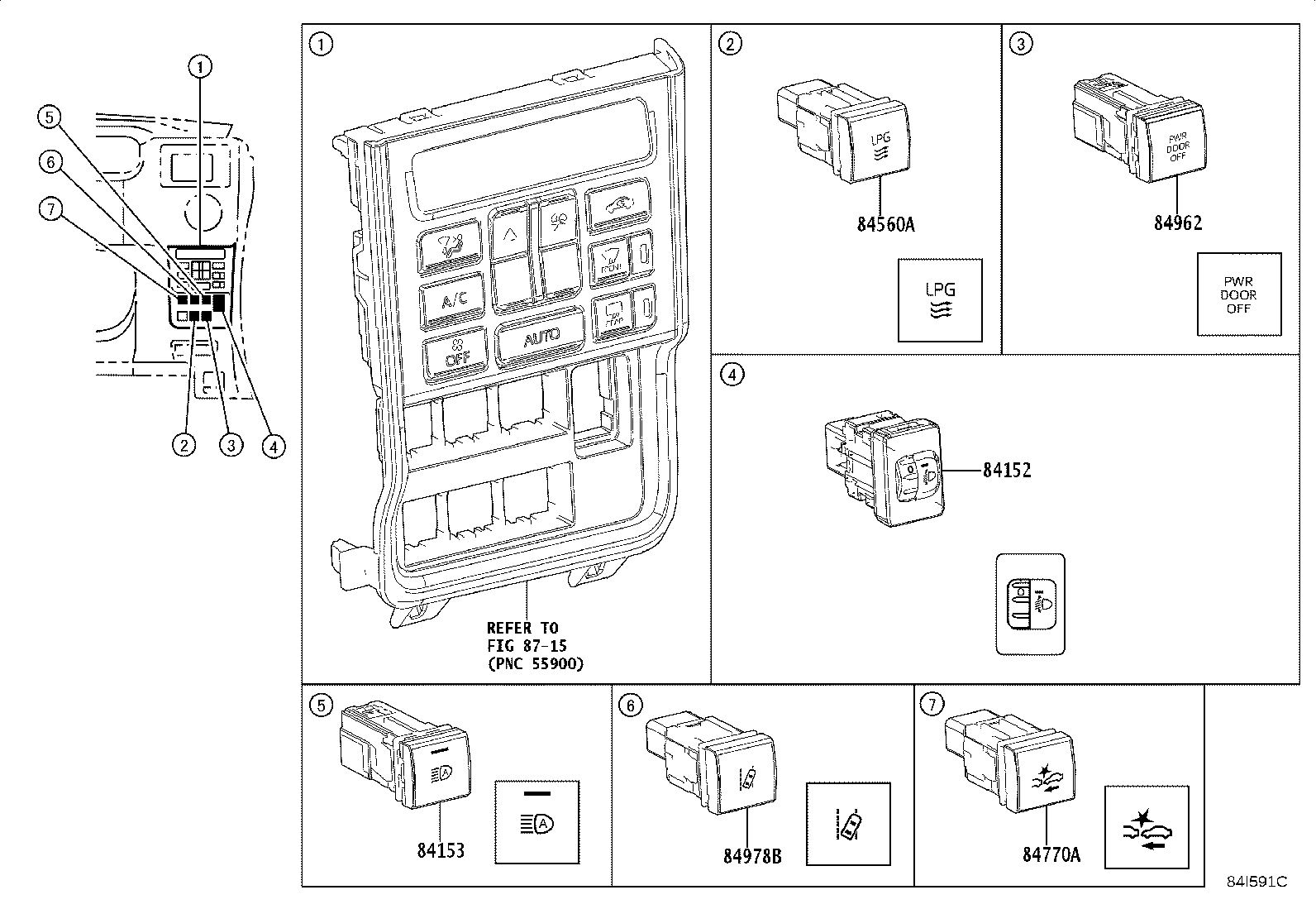 84152-60080 SWITCH, HEADLAMP LEVELING product image