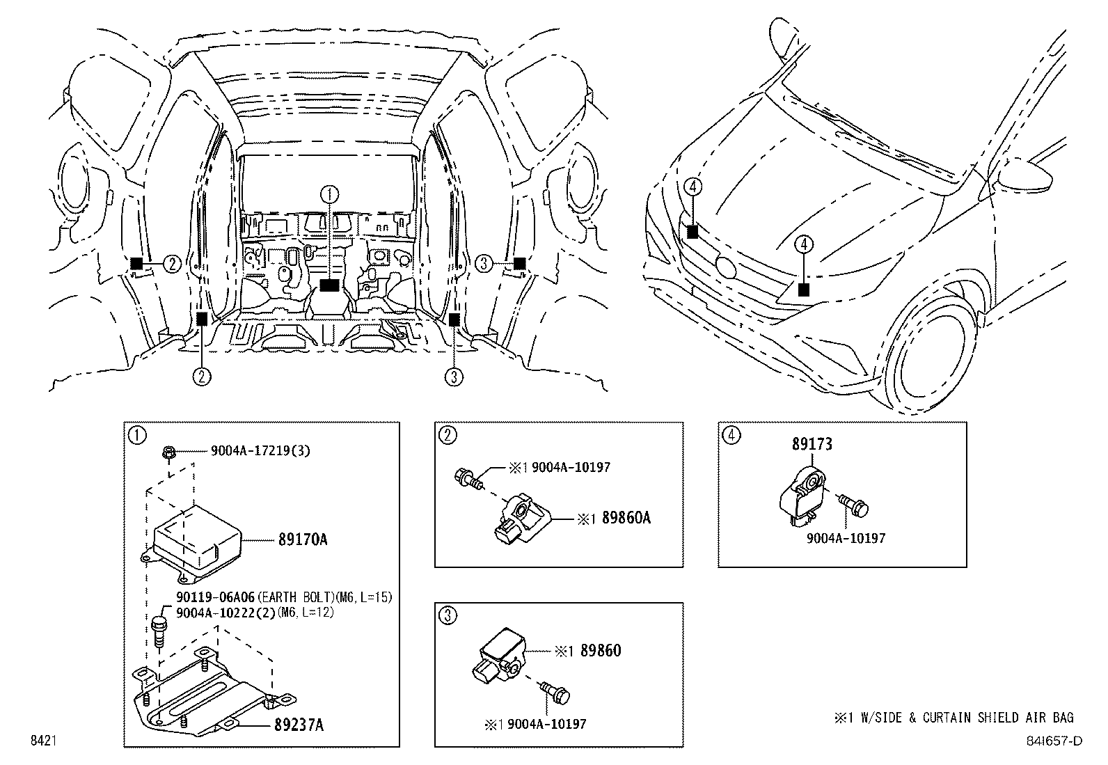 89860-B1091 SENSOR ASSY, SIDE AIR BAG, RH product image