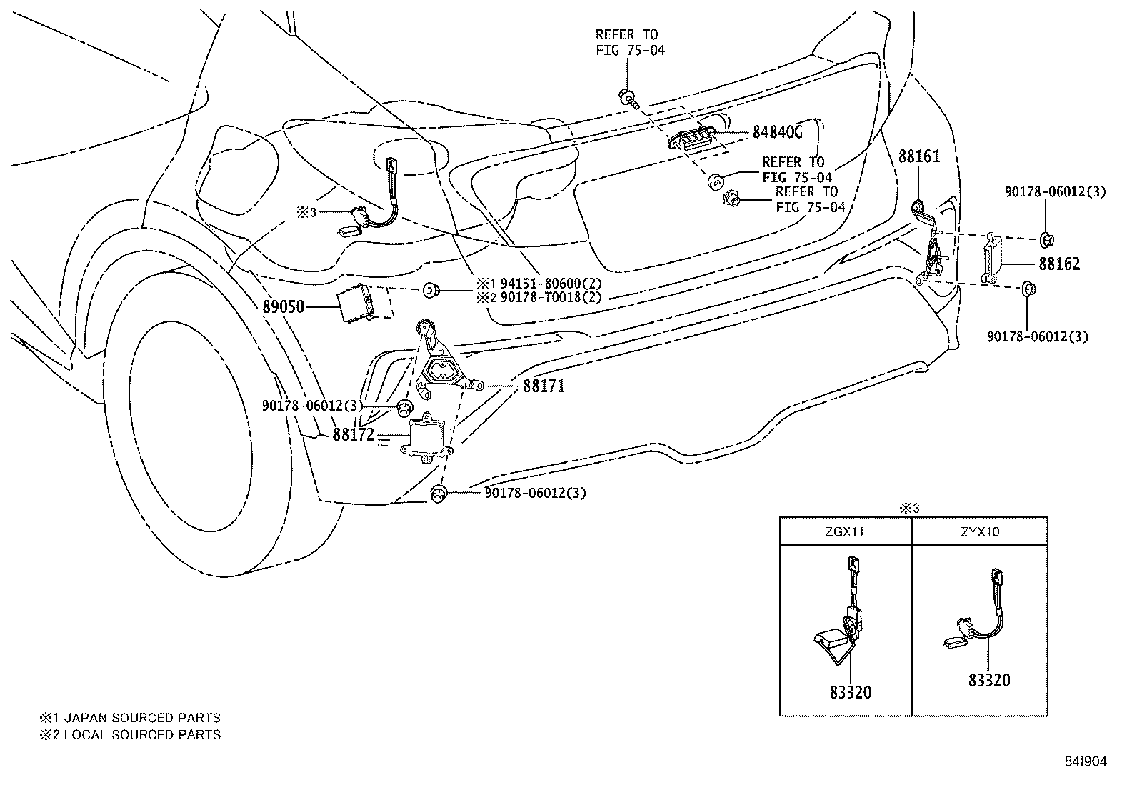 84152-F4040 SWITCH, HEADLAMP LEVELING product image