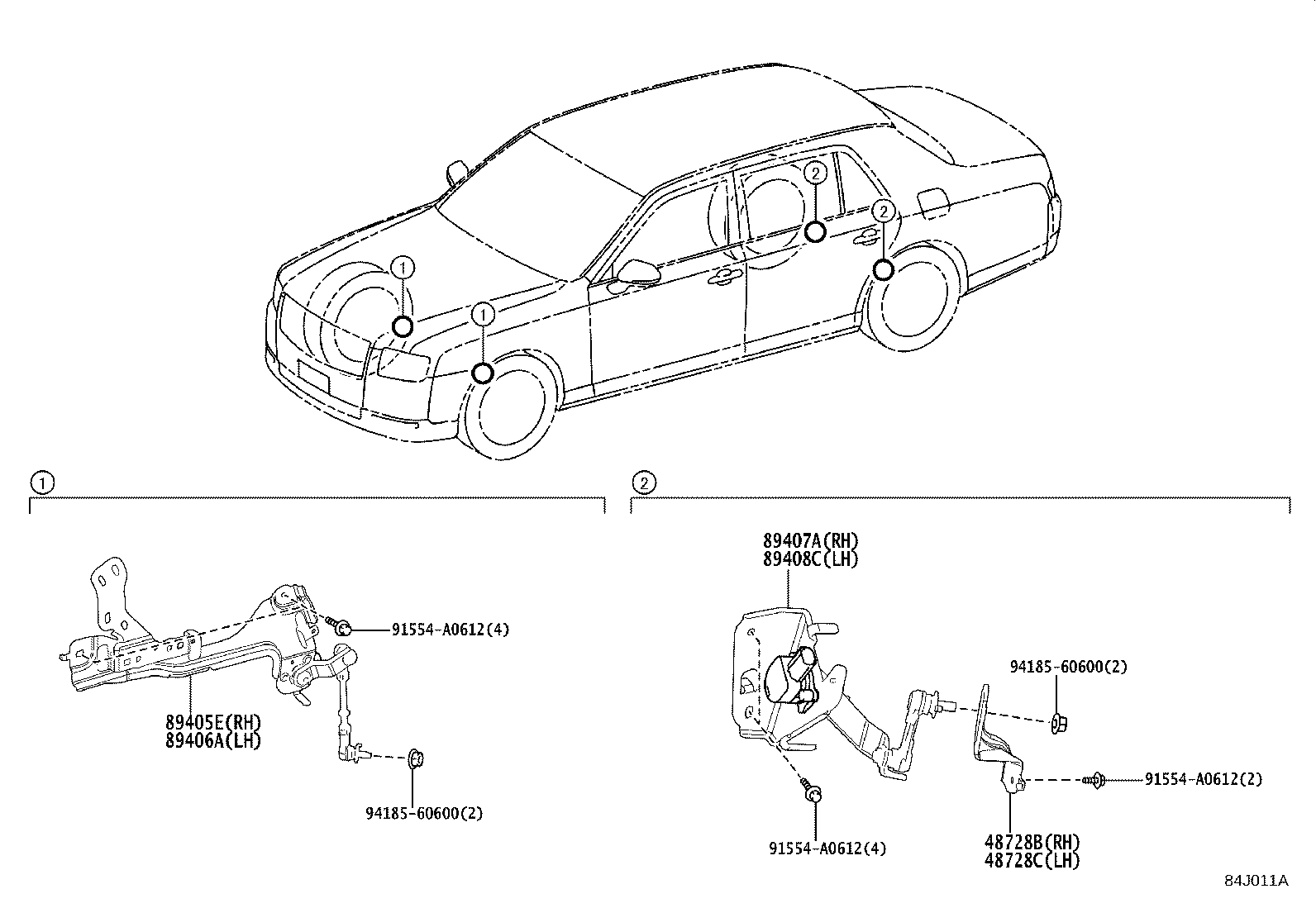 89405-40020 SENSOR SUB-ASSY, HEIGHT CONTROL, FRONT  RH product image