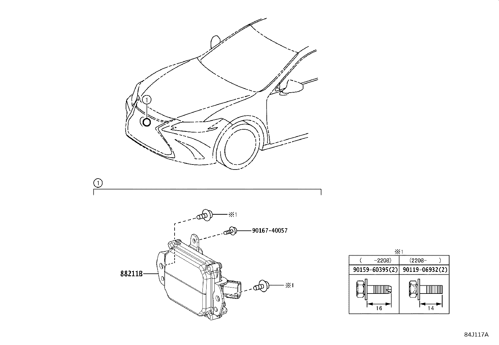 Toyota 88210-62030 SENSOR ASSY, MILLIMETER WAVE RADAR