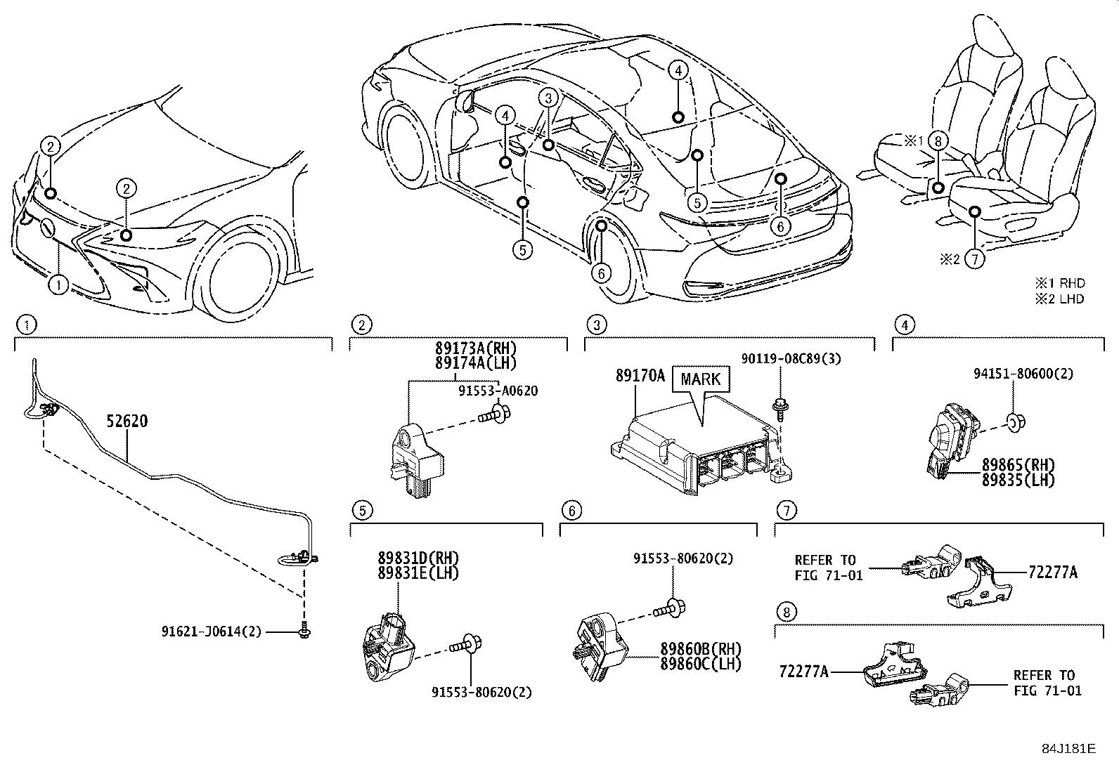 89173-49505 SENSOR, AIR BAG, FRONT RH product image