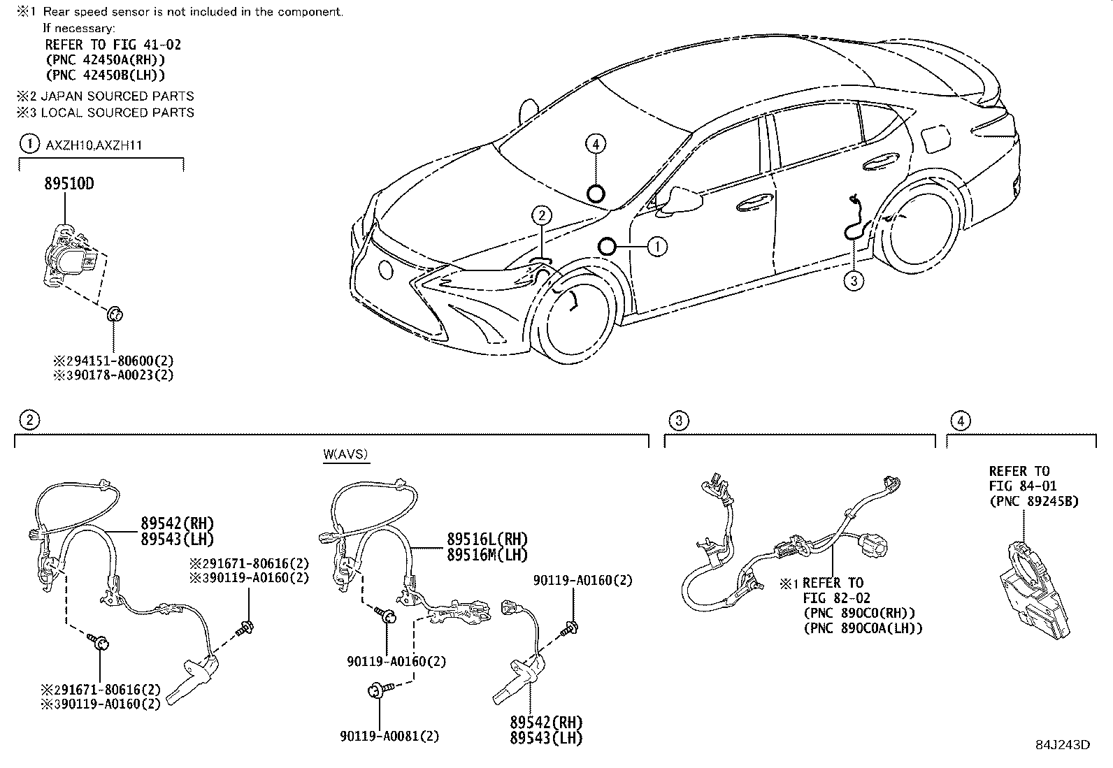Toyota 89543-06132 SENSOR, SPEED, FRONT LH