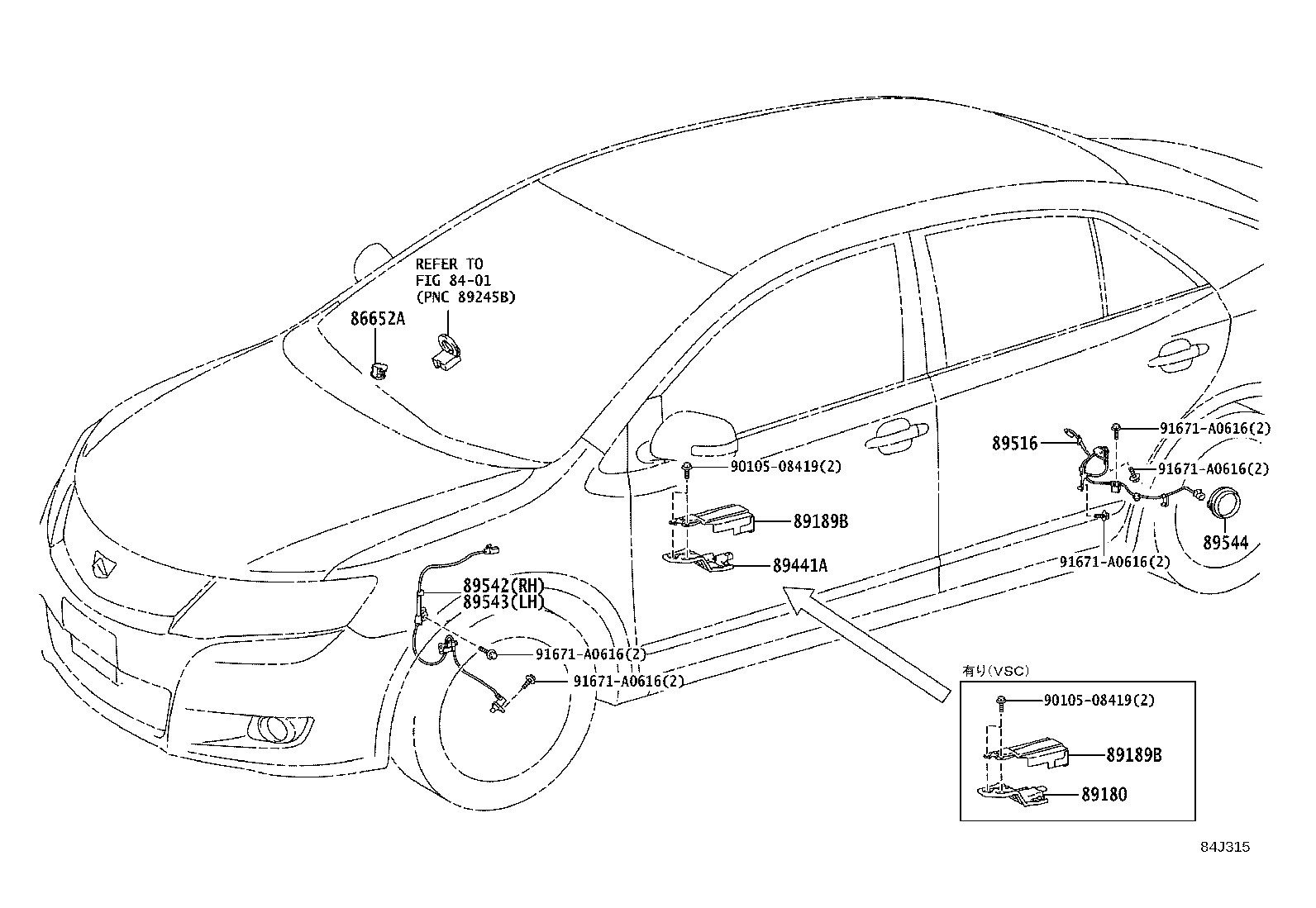 89545-20170 SENSOR, SPEED, REAR RH product image