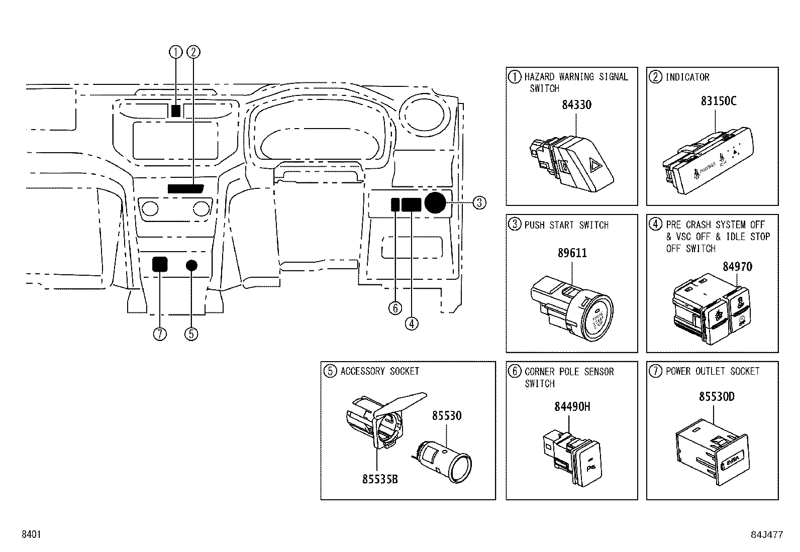 84243-BZ010 SWITCH, ENGINE HOOD product image