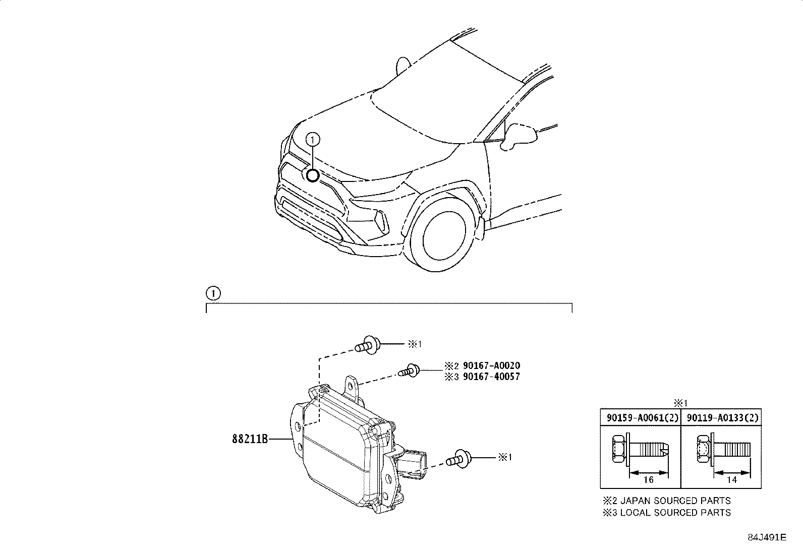 Toyota 88210-0R040 SENSOR ASSY, MILLIMETER WAVE RADAR