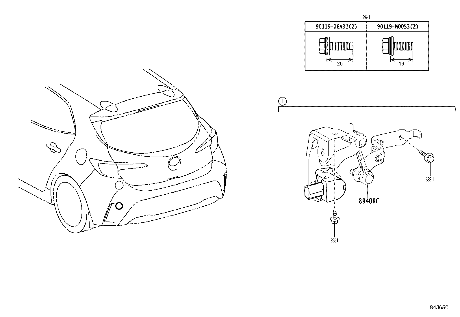 89408-47020 SENSOR SUB-ASSY, HEIGHT CONTROL, REAR LH product image