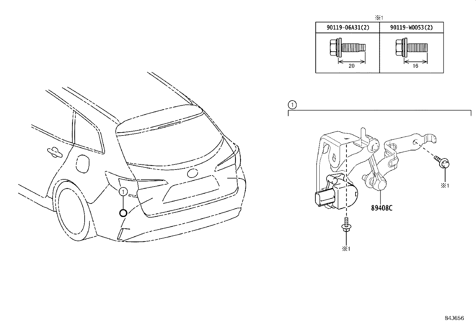 89408-47020 SENSOR SUB-ASSY, HEIGHT CONTROL, REAR LH product image