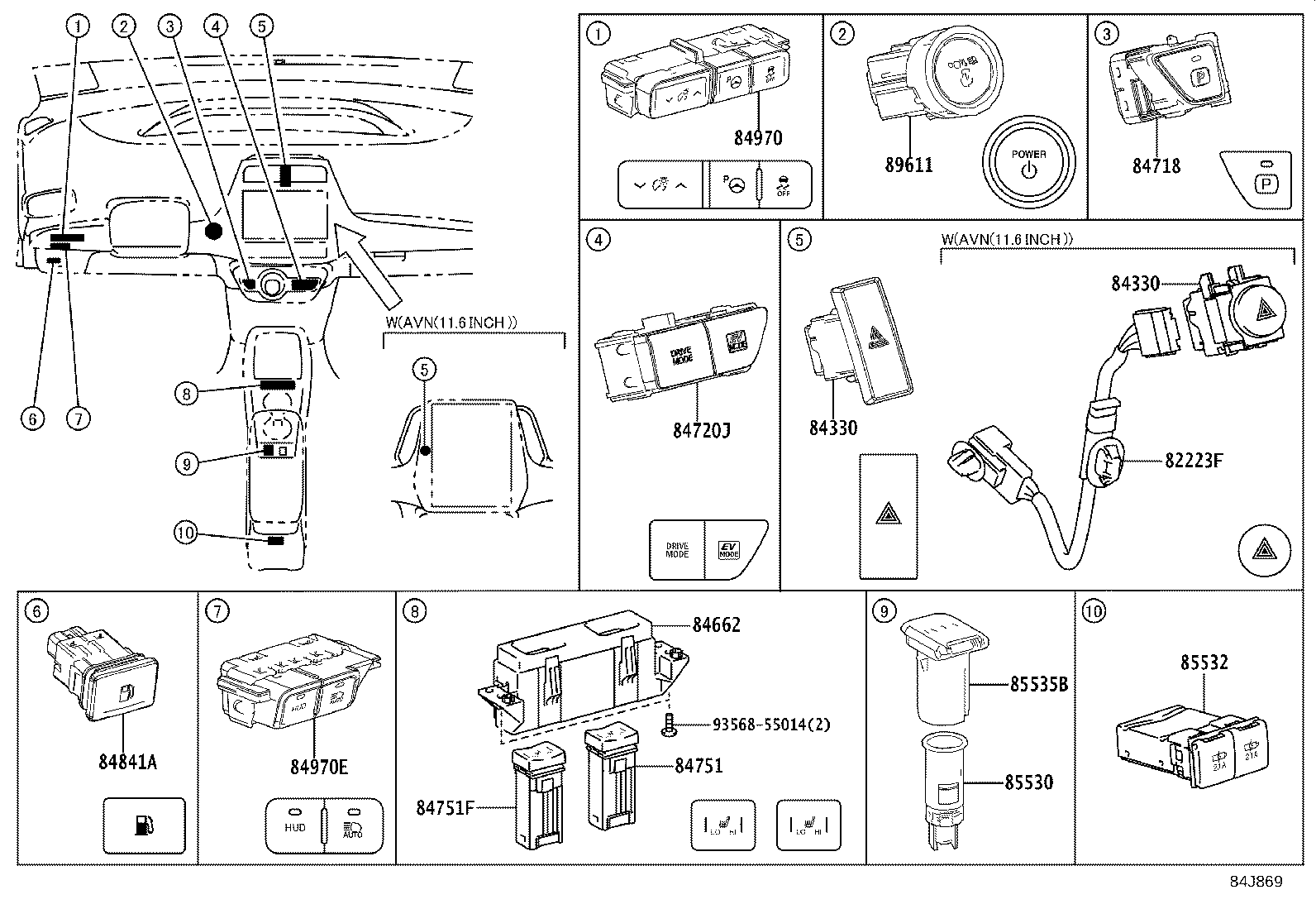 84140-42150 SWITCH ASSY, HEADLAMP DIMMER product image