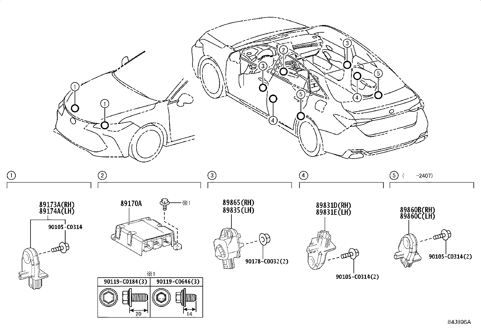 89170-07450 COMPUTER ASSY, AIR BAG product image