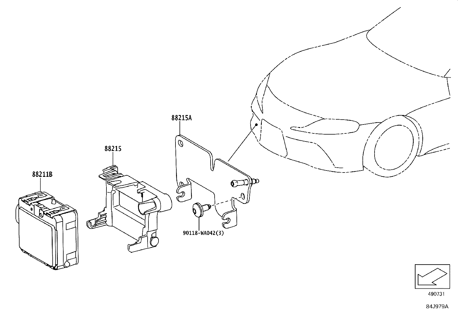 Toyota 88210-WAA09 SENSOR ASSY, MILLIMETER WAVE RADAR