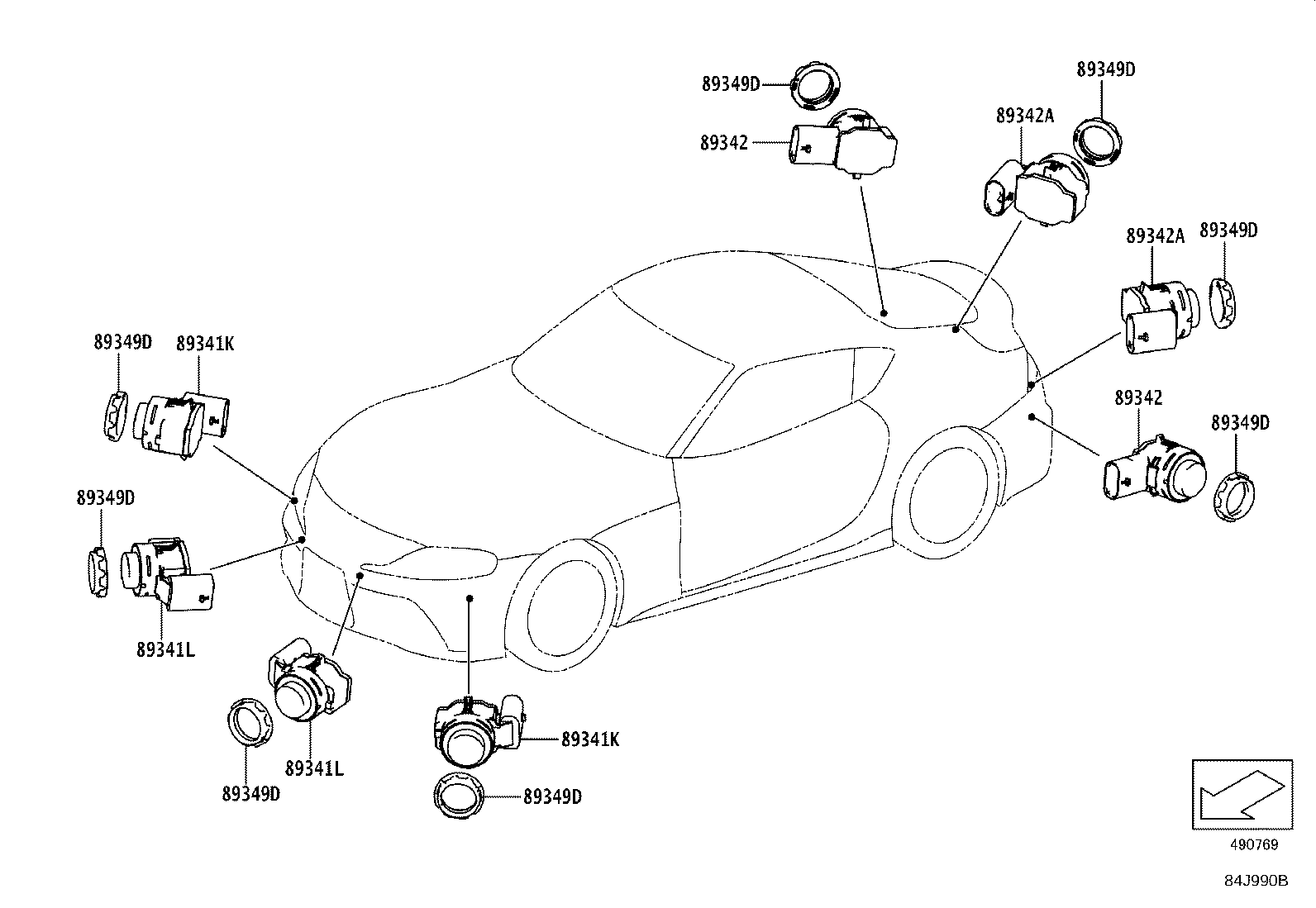Toyota 89341-WAA14 SENSOR, ULTRASONIC, FRONT CORNER