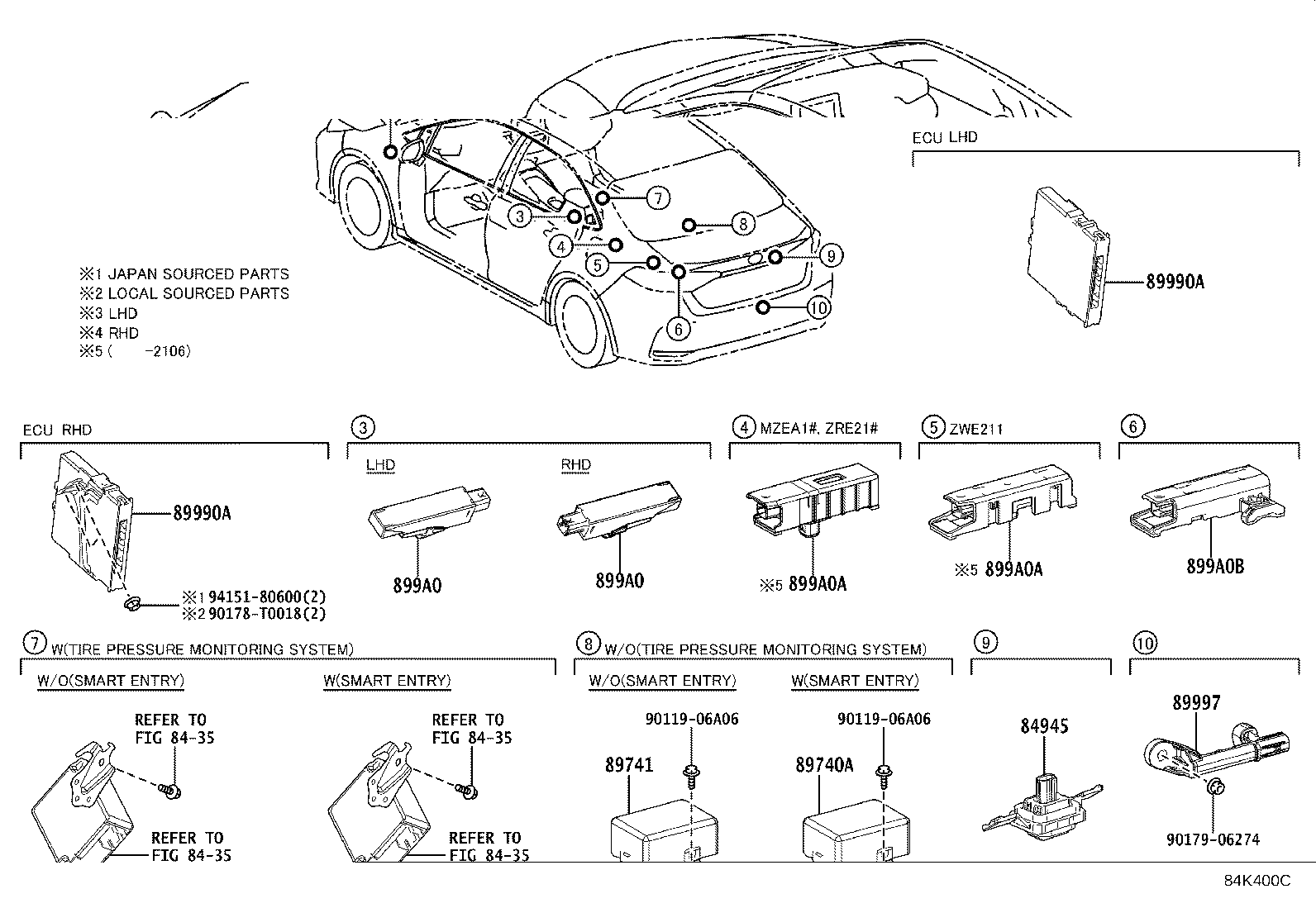 89831-06190 SENSOR, SIDE AIR BAG, RH, NO.1 product image