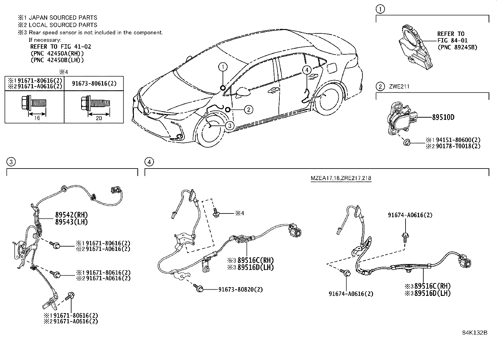 89516-12210 WIRE, SKID CONTROL SENSOR, RH product image