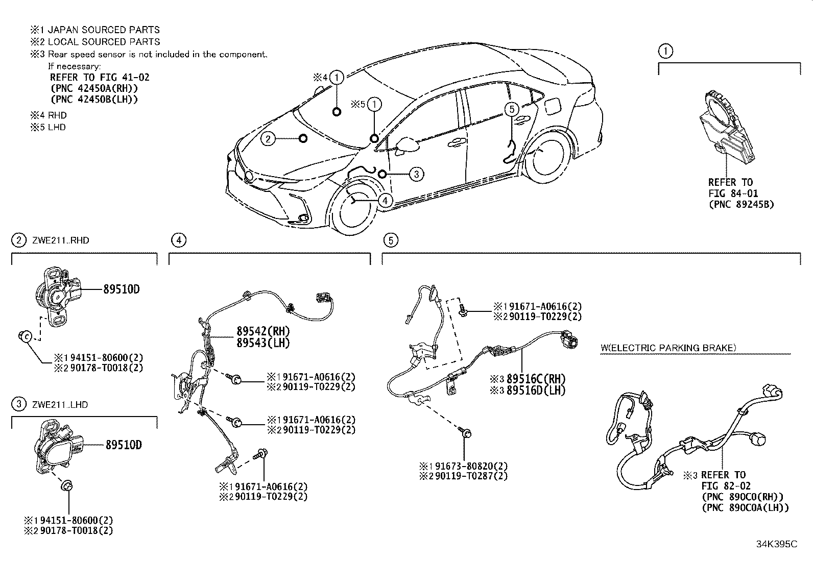 89516-12210 WIRE, SKID CONTROL SENSOR, RH product image