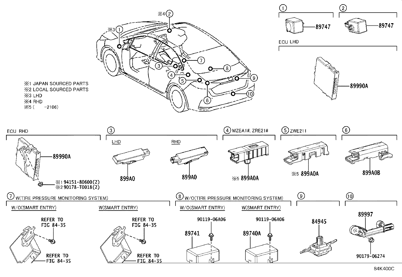 89741-02450 RECEIVER, DOOR CONTROL product image