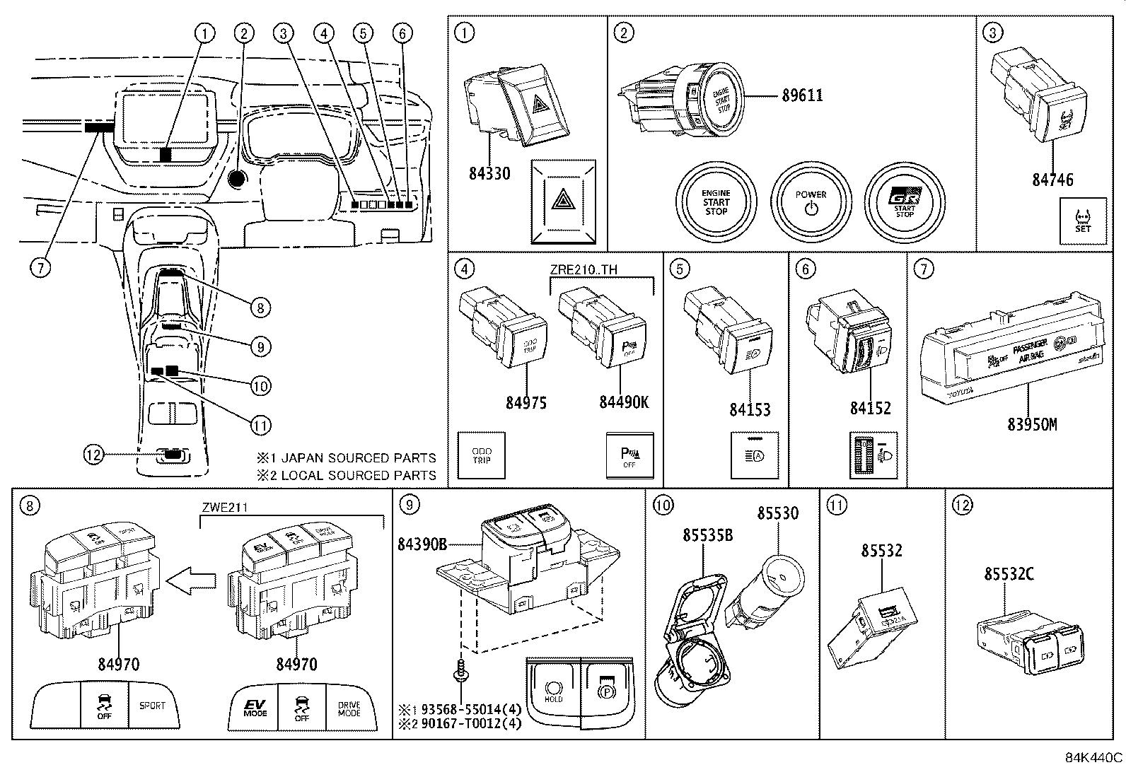 84040-02230 MASTER SWITCH ASSY,MULTIPLEX NETWORK product image